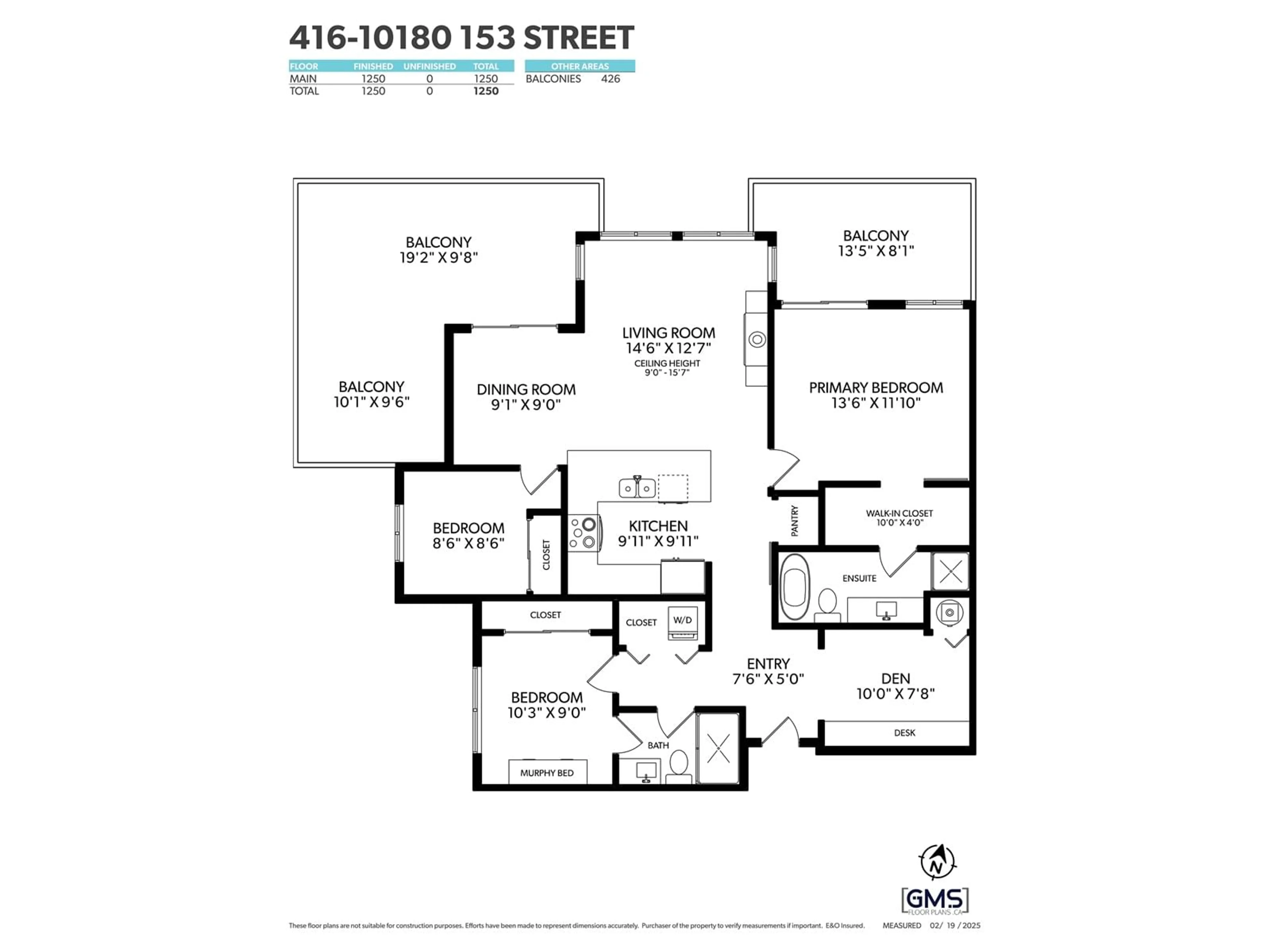 Floor plan for 416 10180 153 STREET, Surrey British Columbia V3R0B5