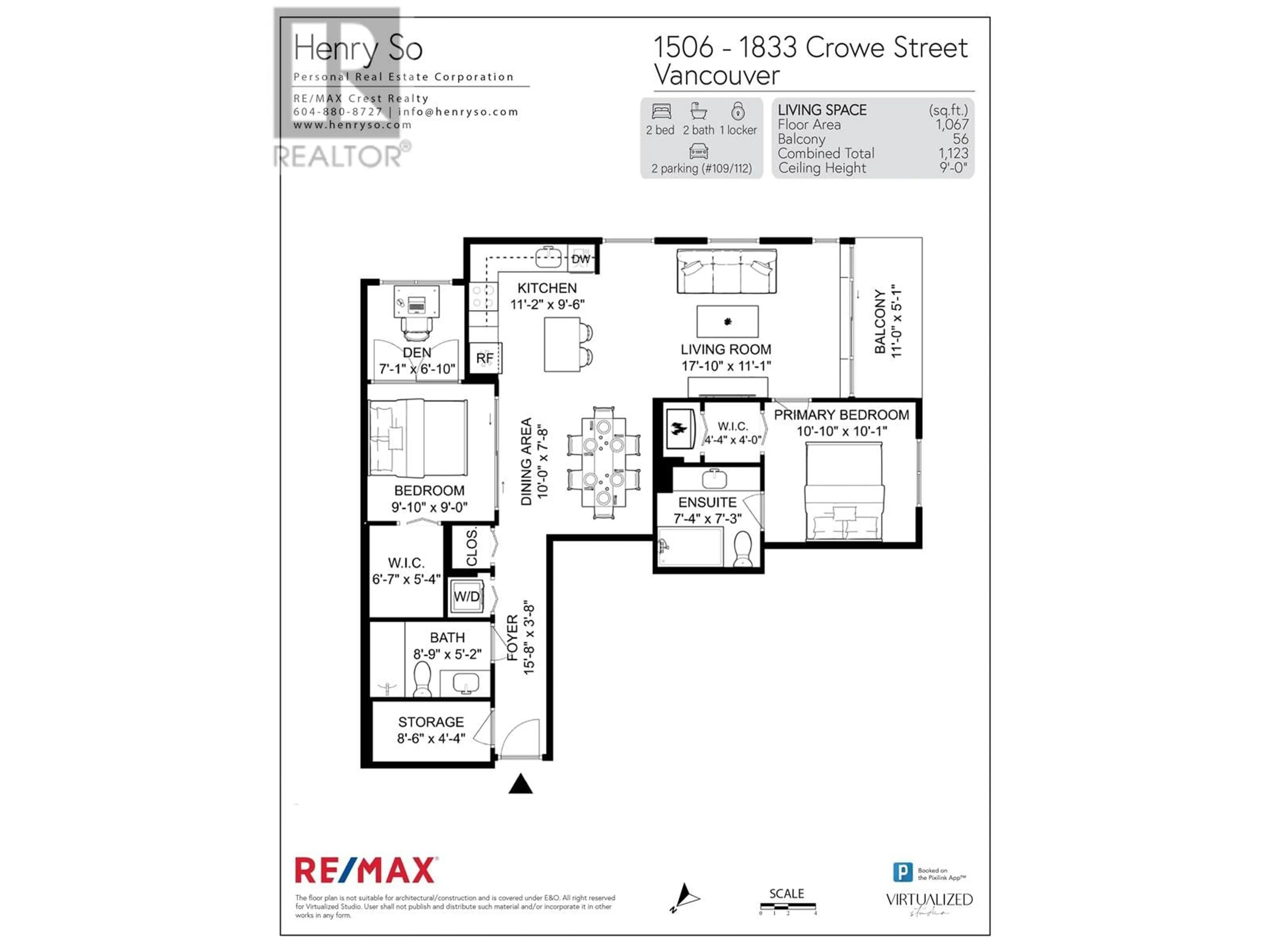 Floor plan for 1506 - 1833 CROWE STREET, Vancouver British Columbia V5Y0A2