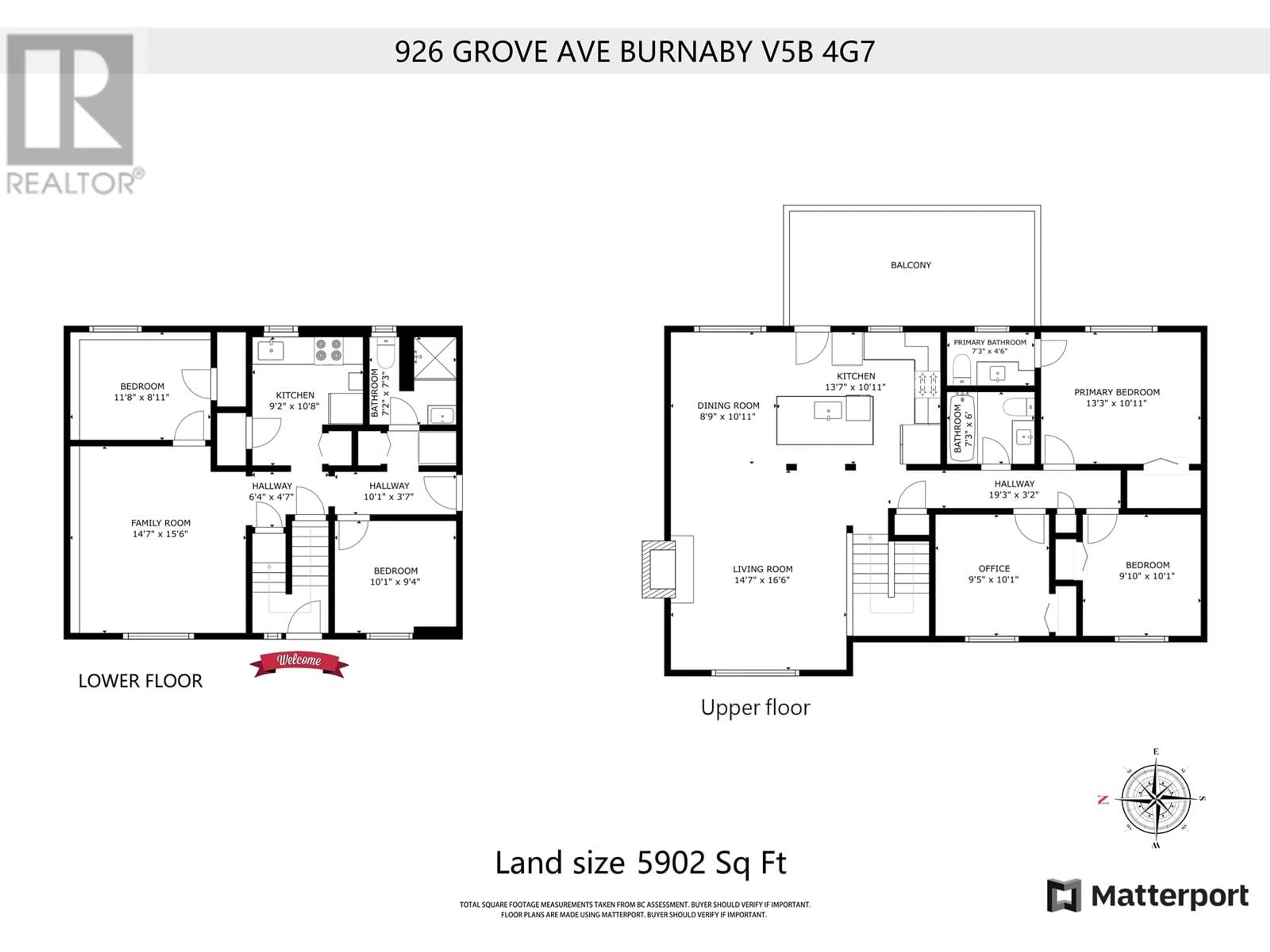 Floor plan for 926 GROVE AVENUE, Burnaby British Columbia V5B4G7