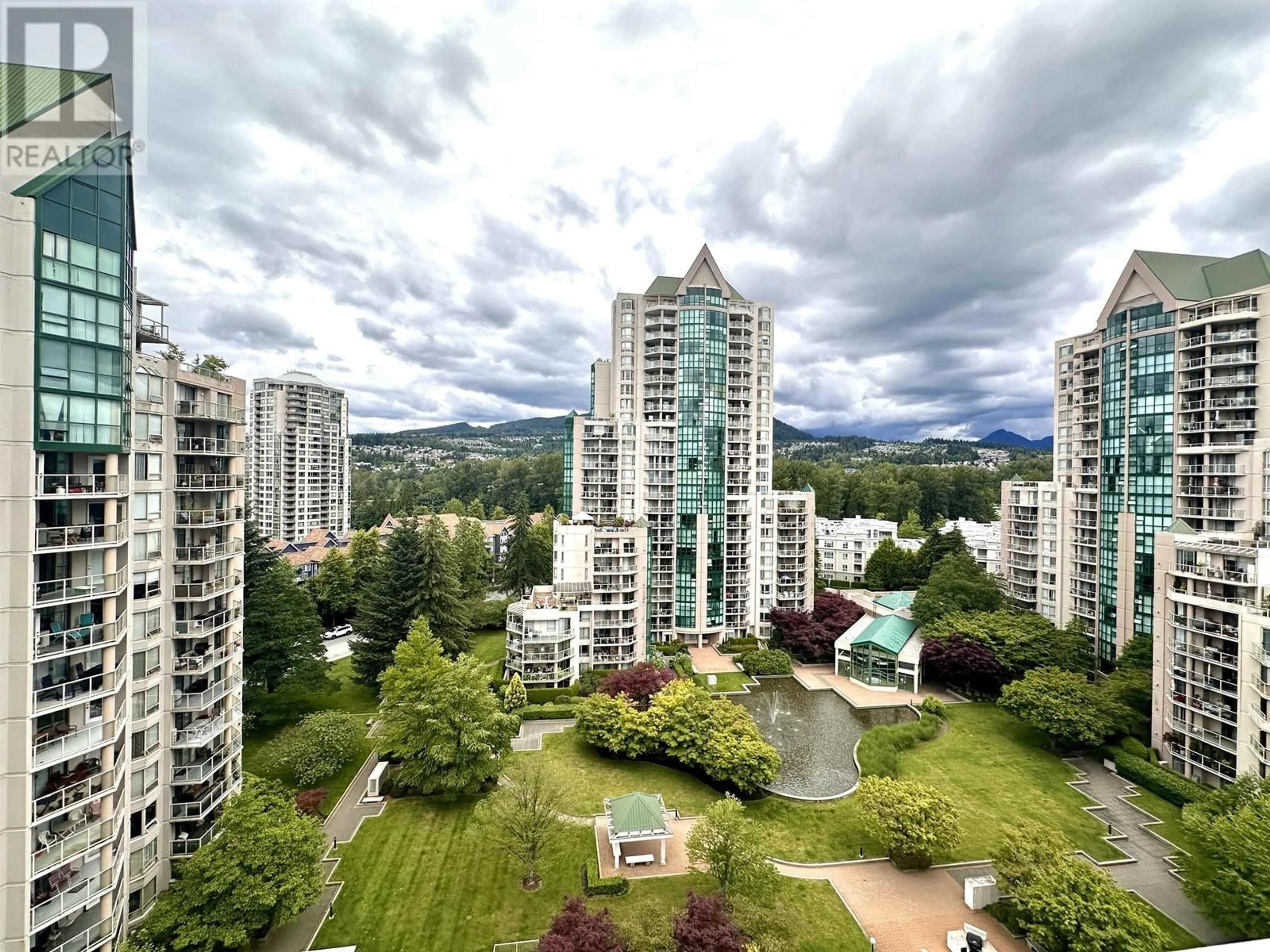 A pic from outside/outdoor area/front of a property/back of a property/a pic from drone, city buildings view from balcony for 1201 1190 PIPELINE ROAD, Coquitlam British Columbia V3B7T9