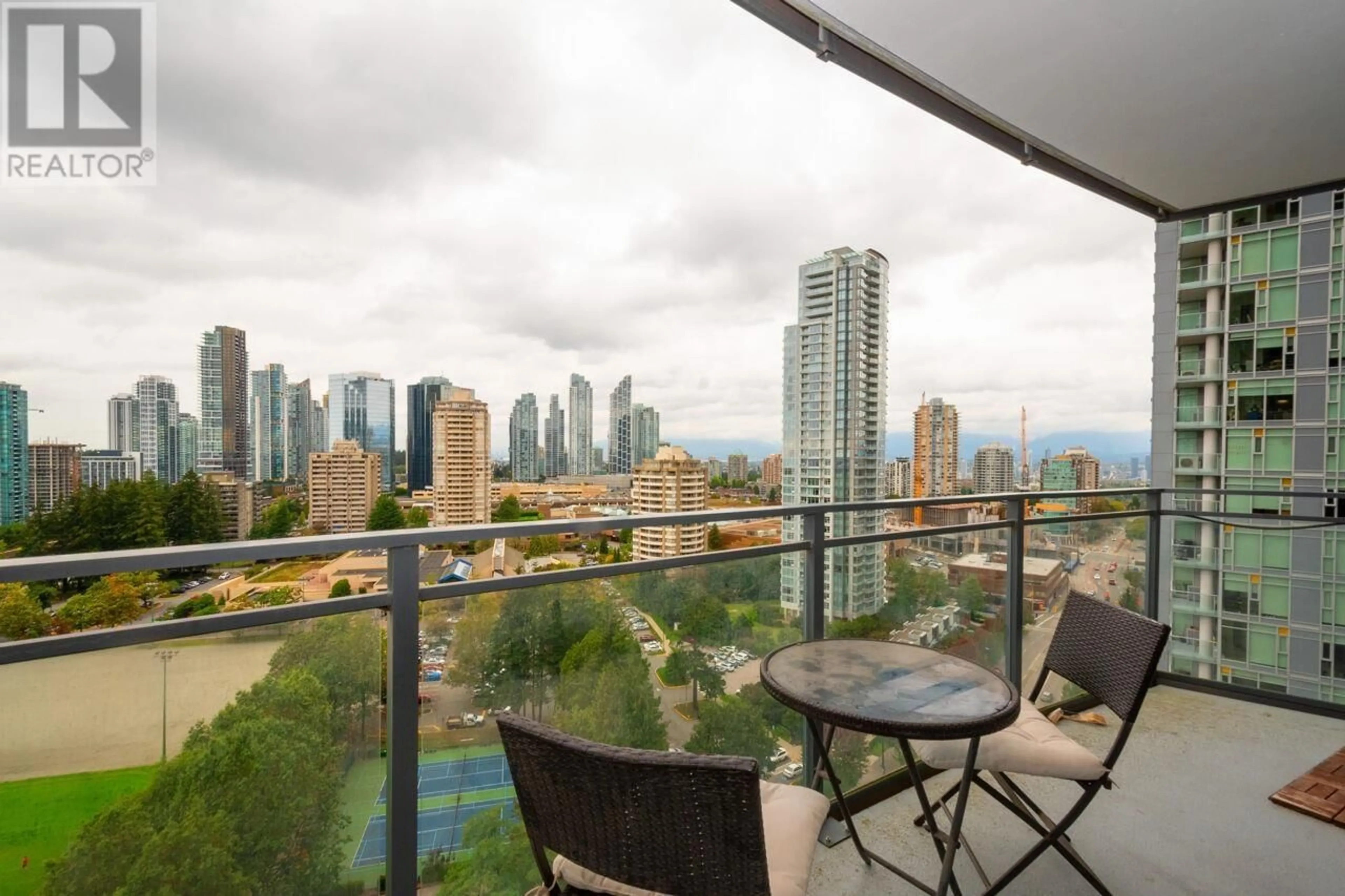 Balcony in the apartment, city buildings view from balcony for 2104 4900 LENNOX LANE, Burnaby British Columbia V5H0G9