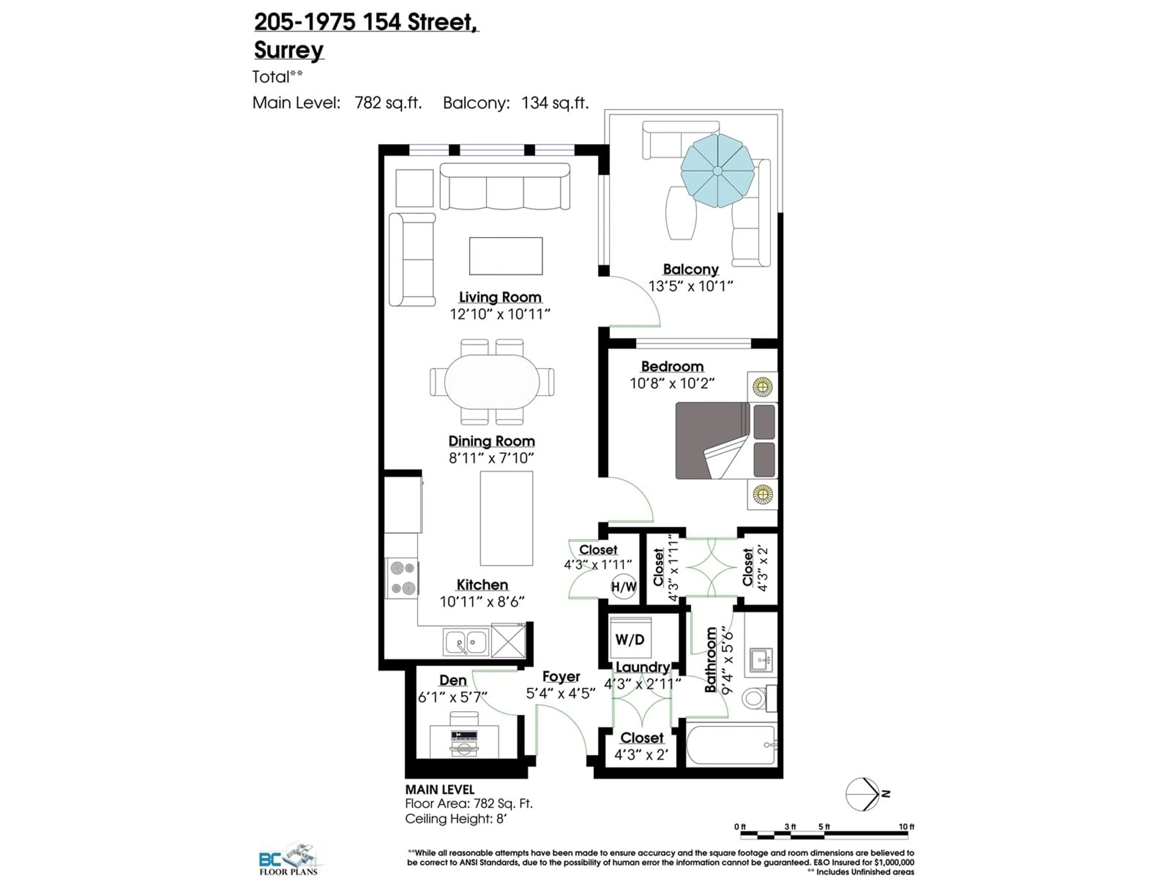 Floor plan for 205 - 1975 154, Surrey British Columbia V4A4S2