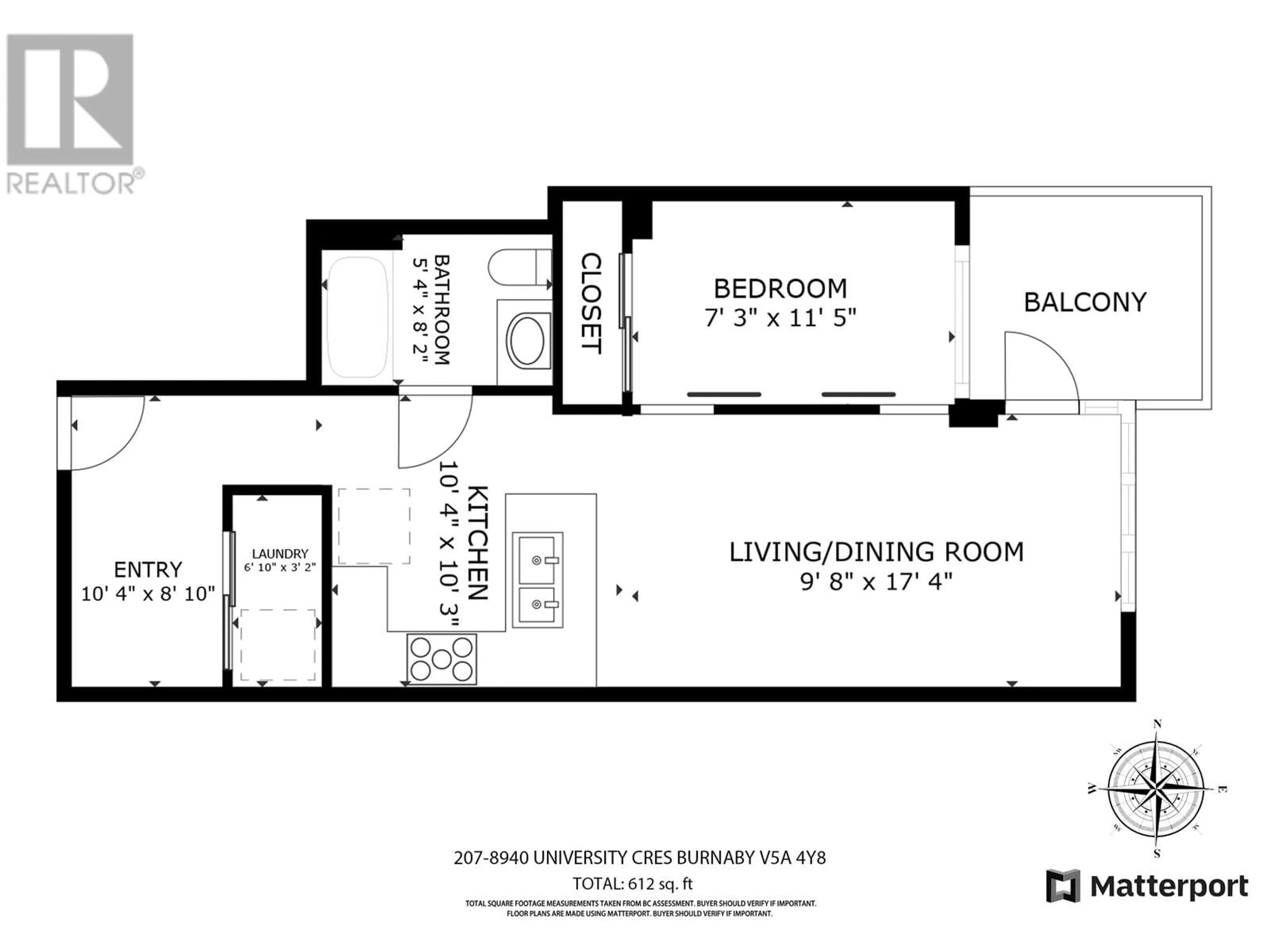 Floor plan for 207 8940 UNIVERSITY CRESCENT, Burnaby British Columbia V5A4Y8