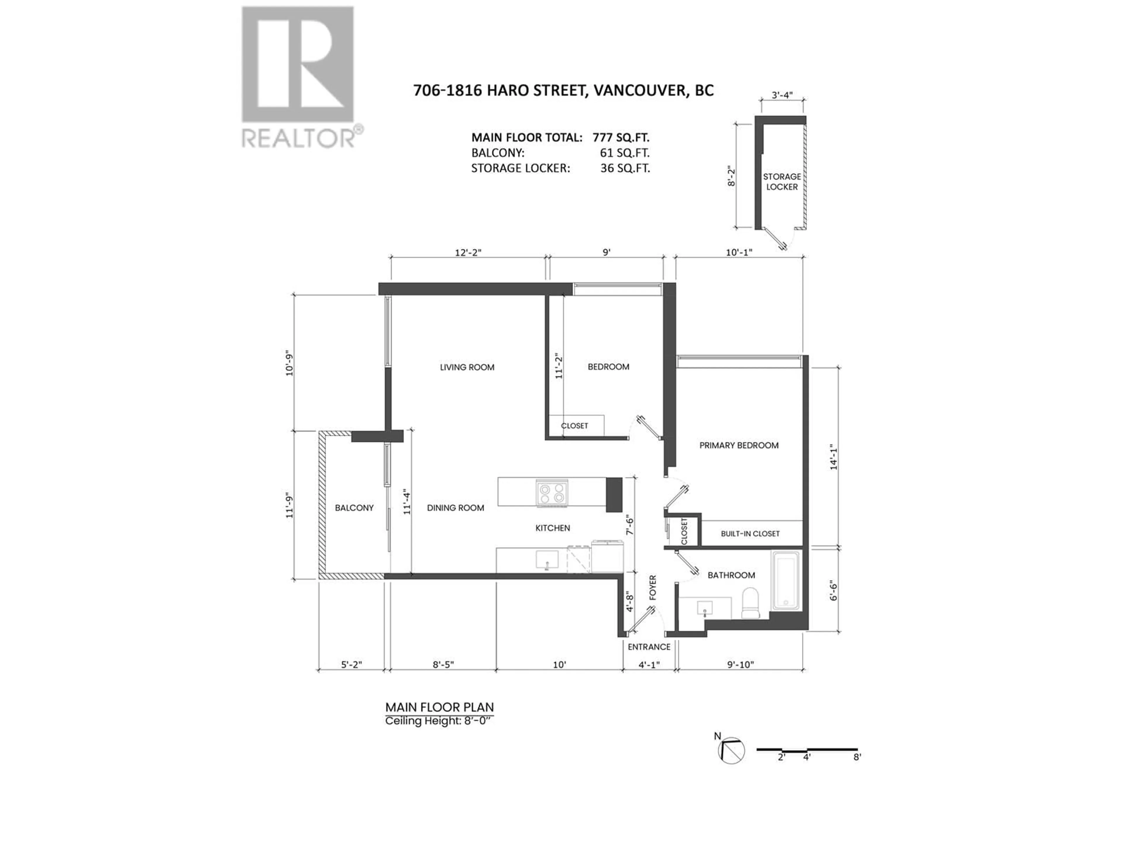 Floor plan for 706 1816 HARO STREET, Vancouver British Columbia V6G2Y7