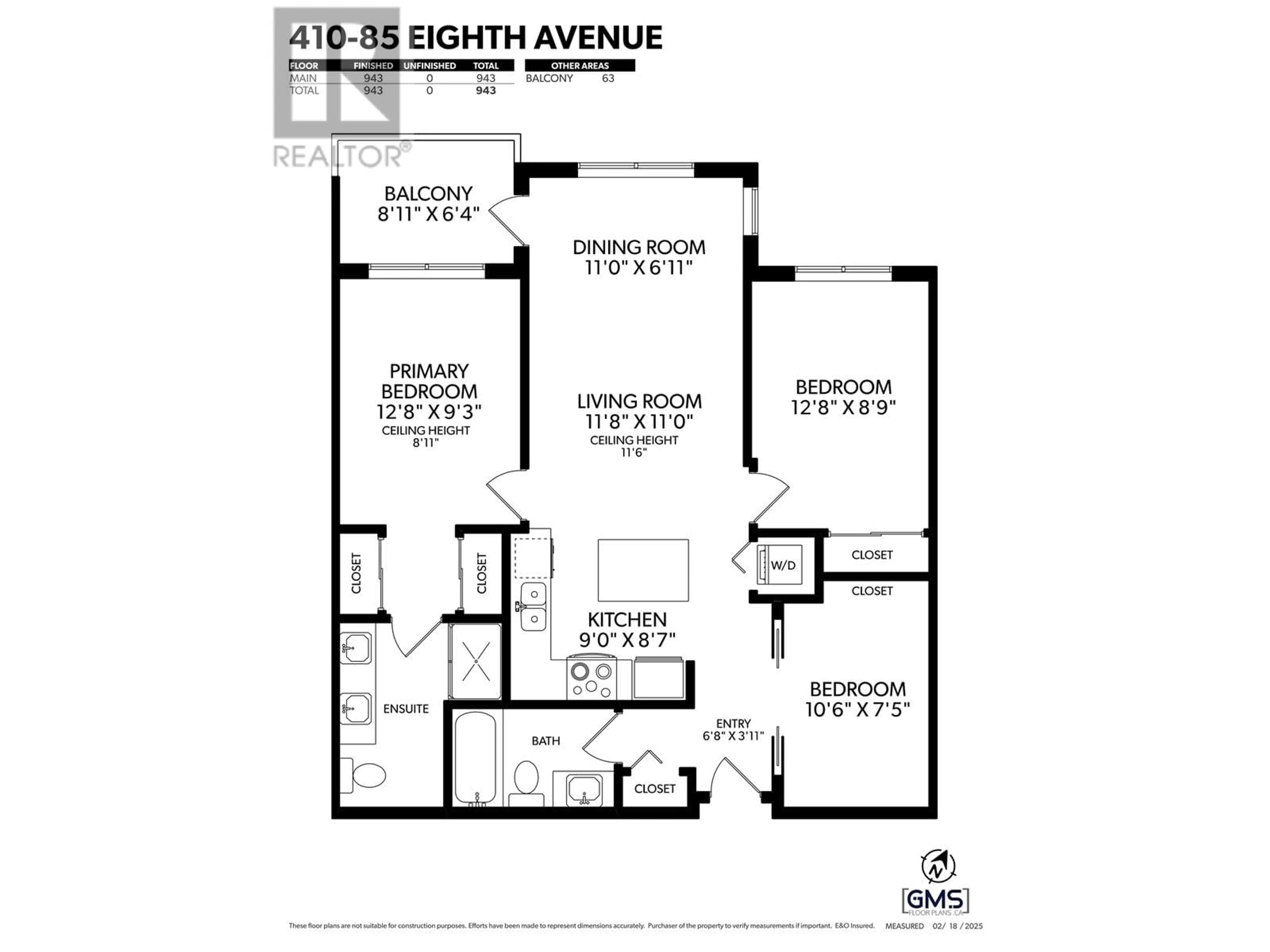 Floor plan for 410 85 EIGHTH AVENUE, New Westminster British Columbia V3L0E9