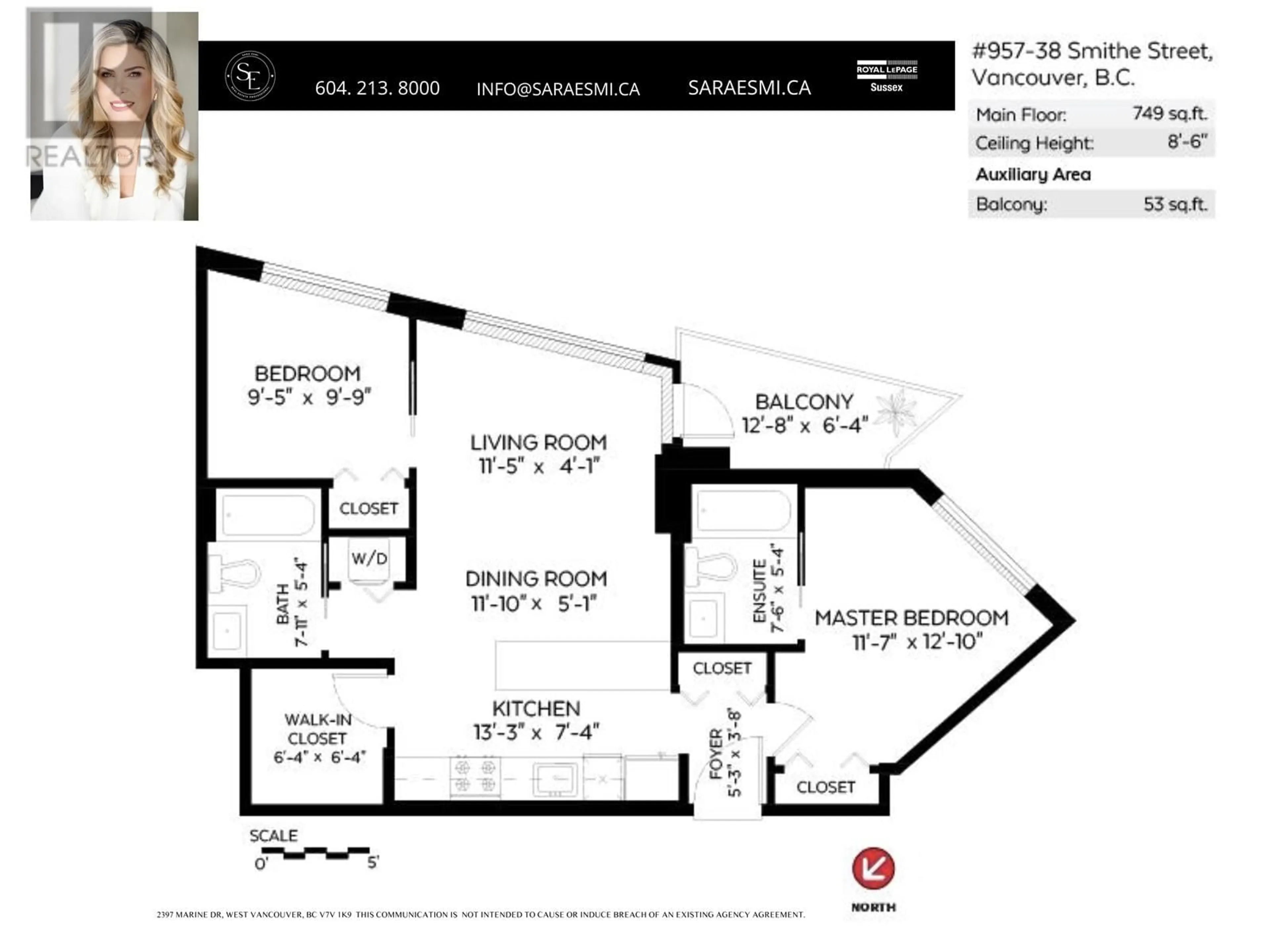 Floor plan for 957 38 SMITHE STREET, Vancouver British Columbia V6B0P3