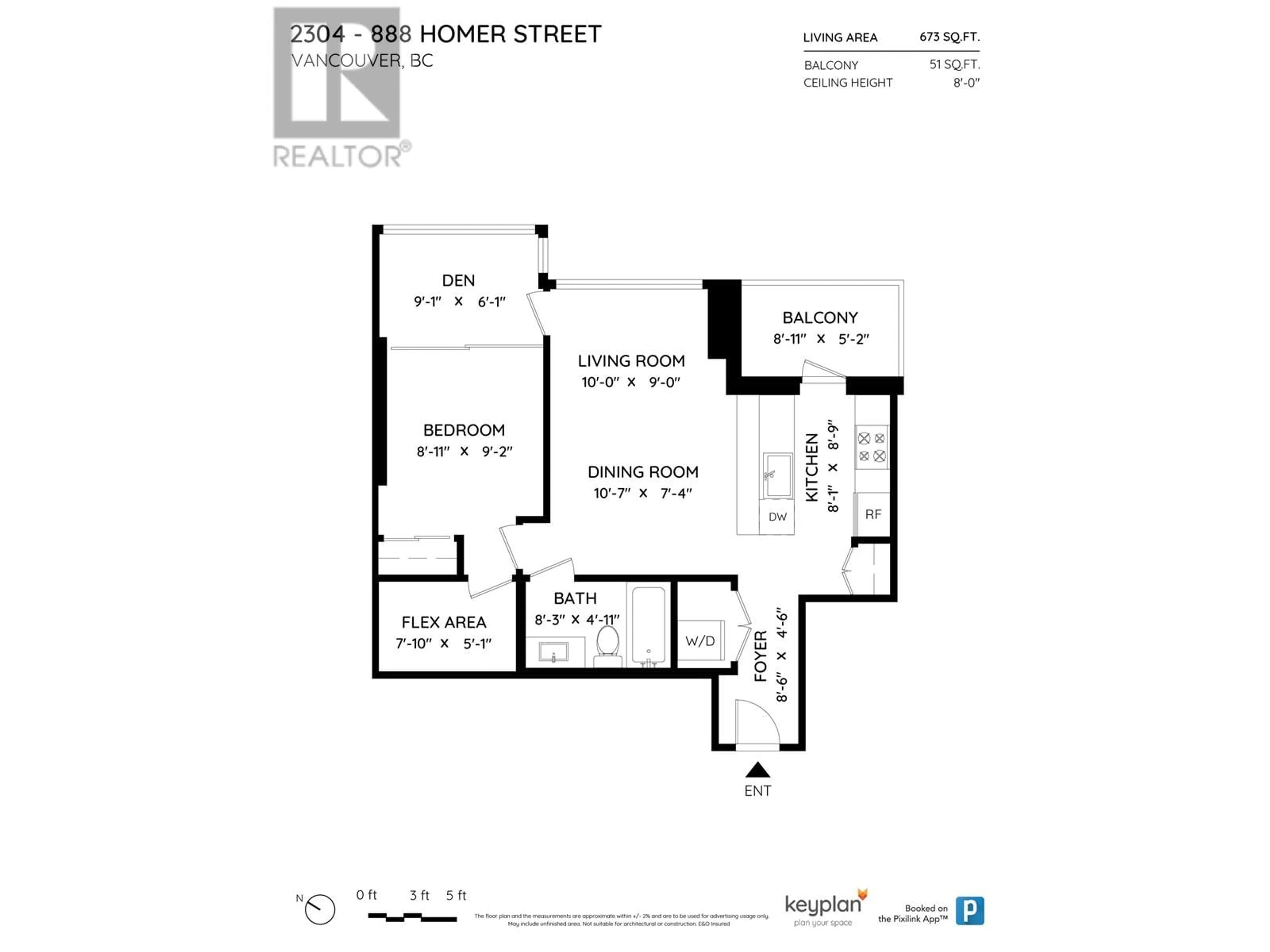 Floor plan for 2304 888 HOMER STREET, Vancouver British Columbia V6B0H7