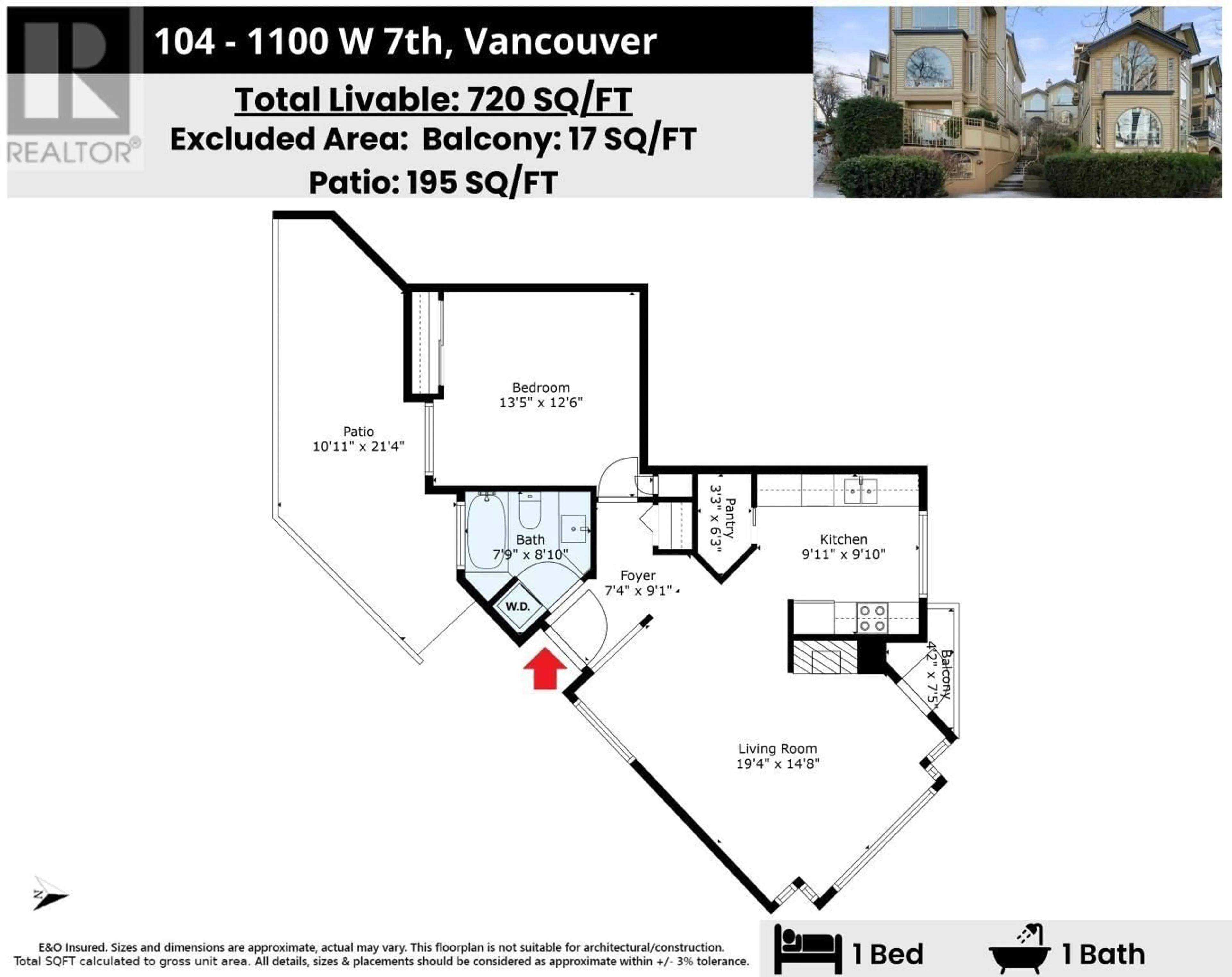 Floor plan for 104 1100 W 7TH AVENUE, Vancouver British Columbia V6H1B4