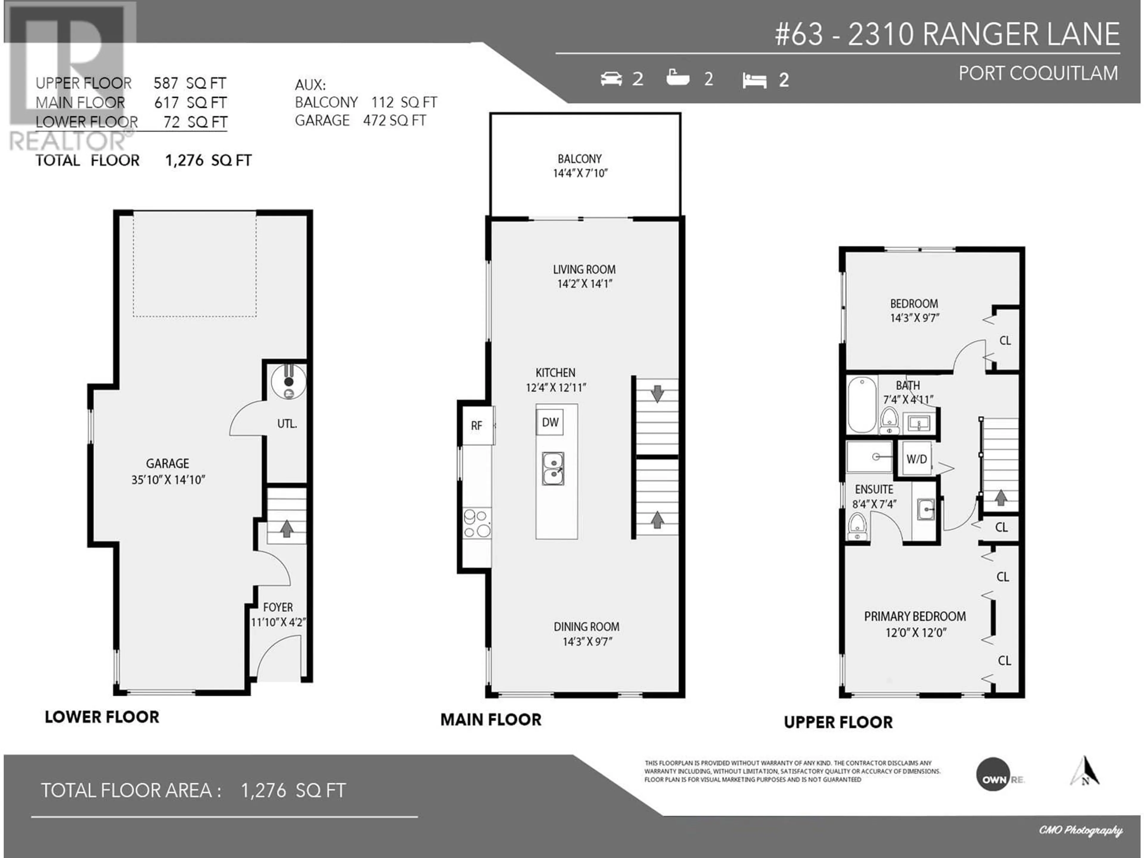 Floor plan for 63 2310 RANGER LANE, Port Coquitlam British Columbia V3B0K3