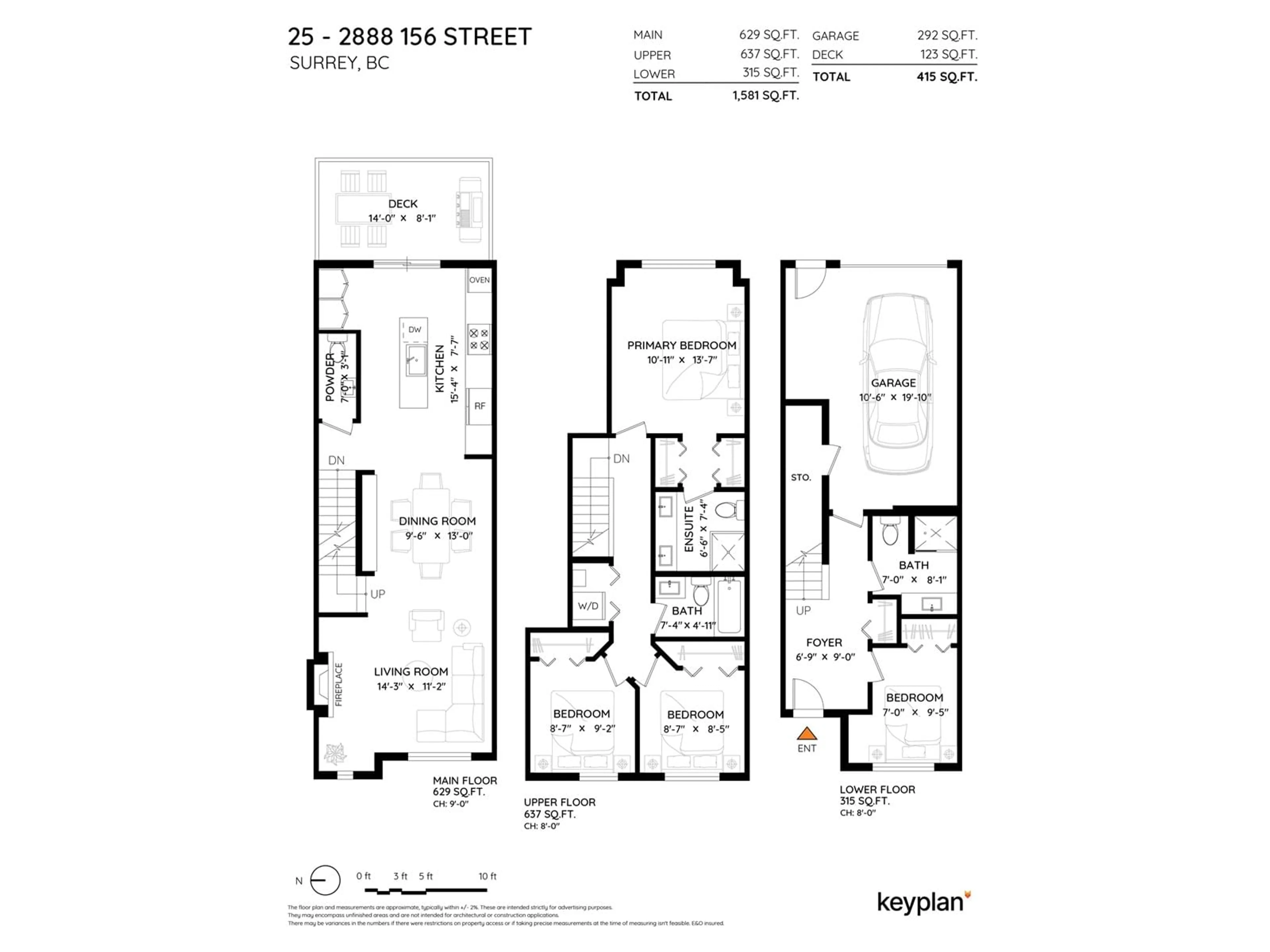 Floor plan for 25 2888 156 STREET, Surrey British Columbia V3Z0C7