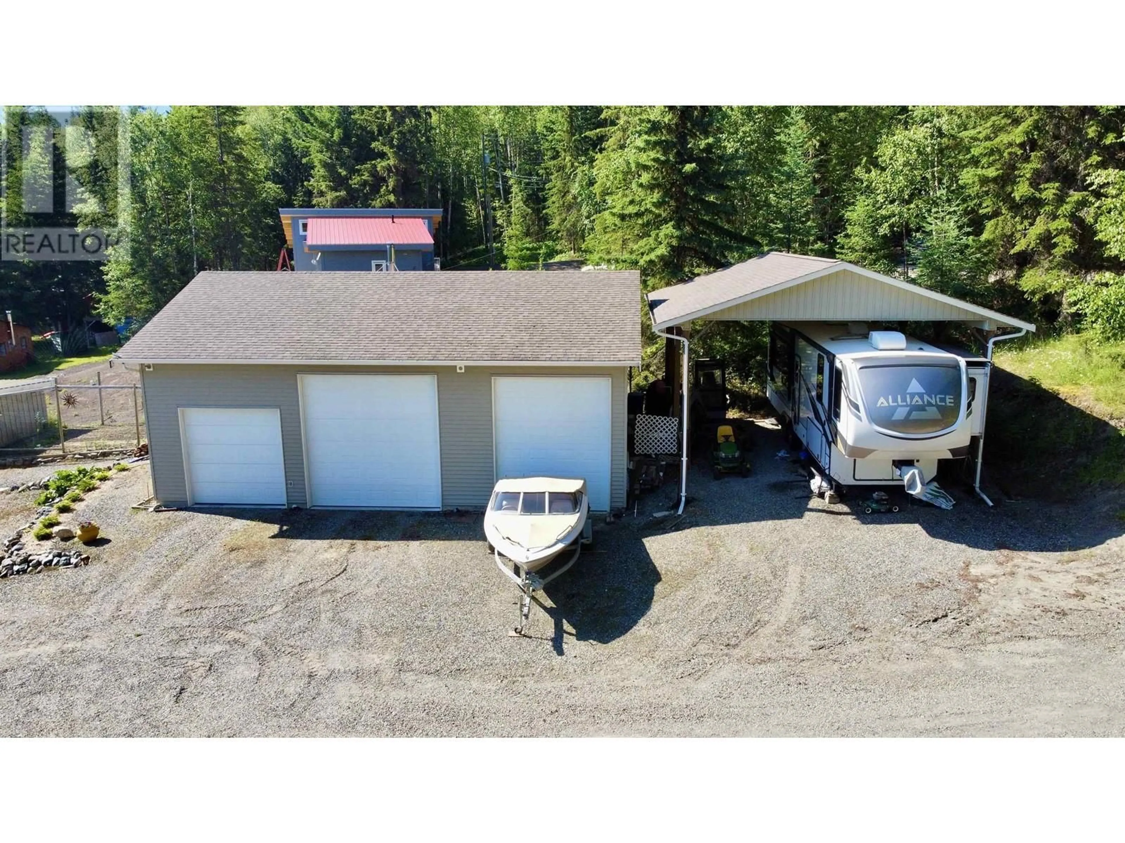A pic from outside/outdoor area/front of a property/back of a property/a pic from drone, unknown for 4143 BLUEBIRD ROAD, Canim Lake British Columbia V0K1J0