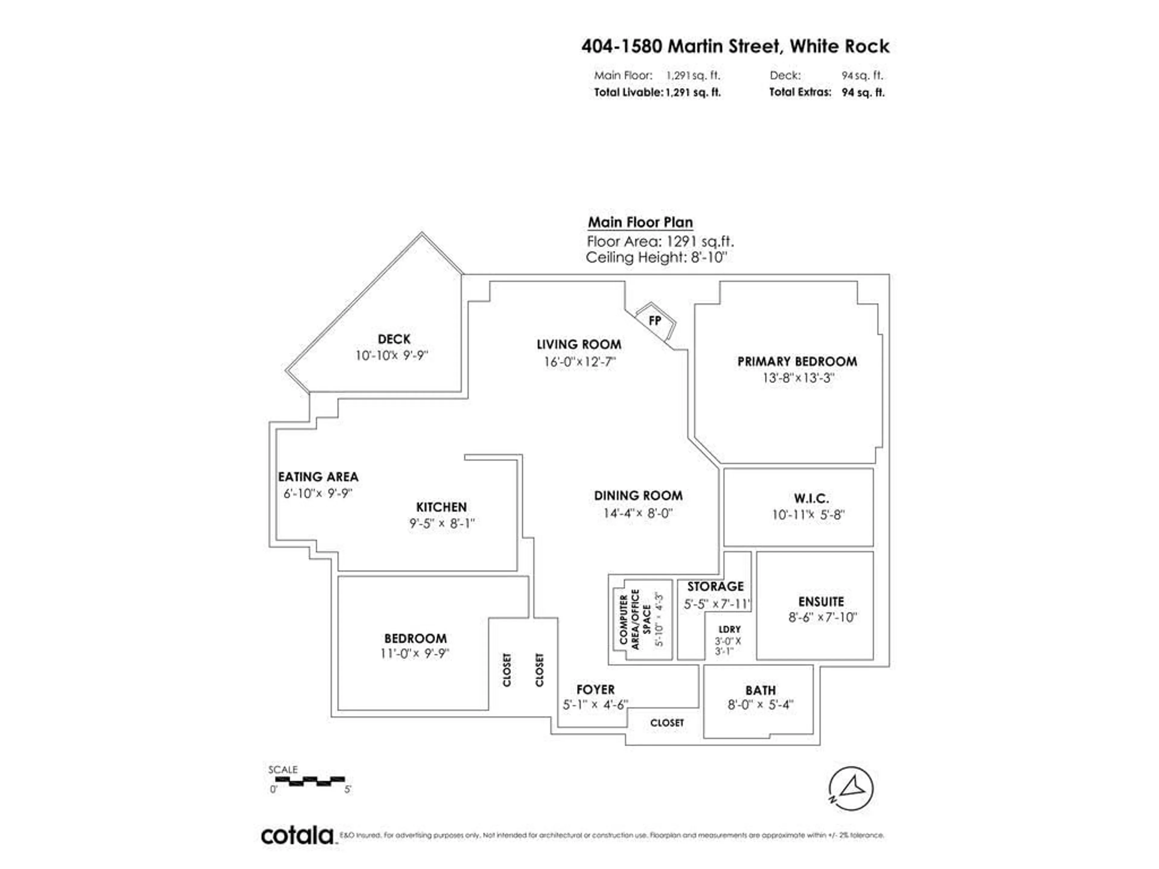 Floor plan for 404 1580 MARTIN STREET, White Rock British Columbia V4B5M3