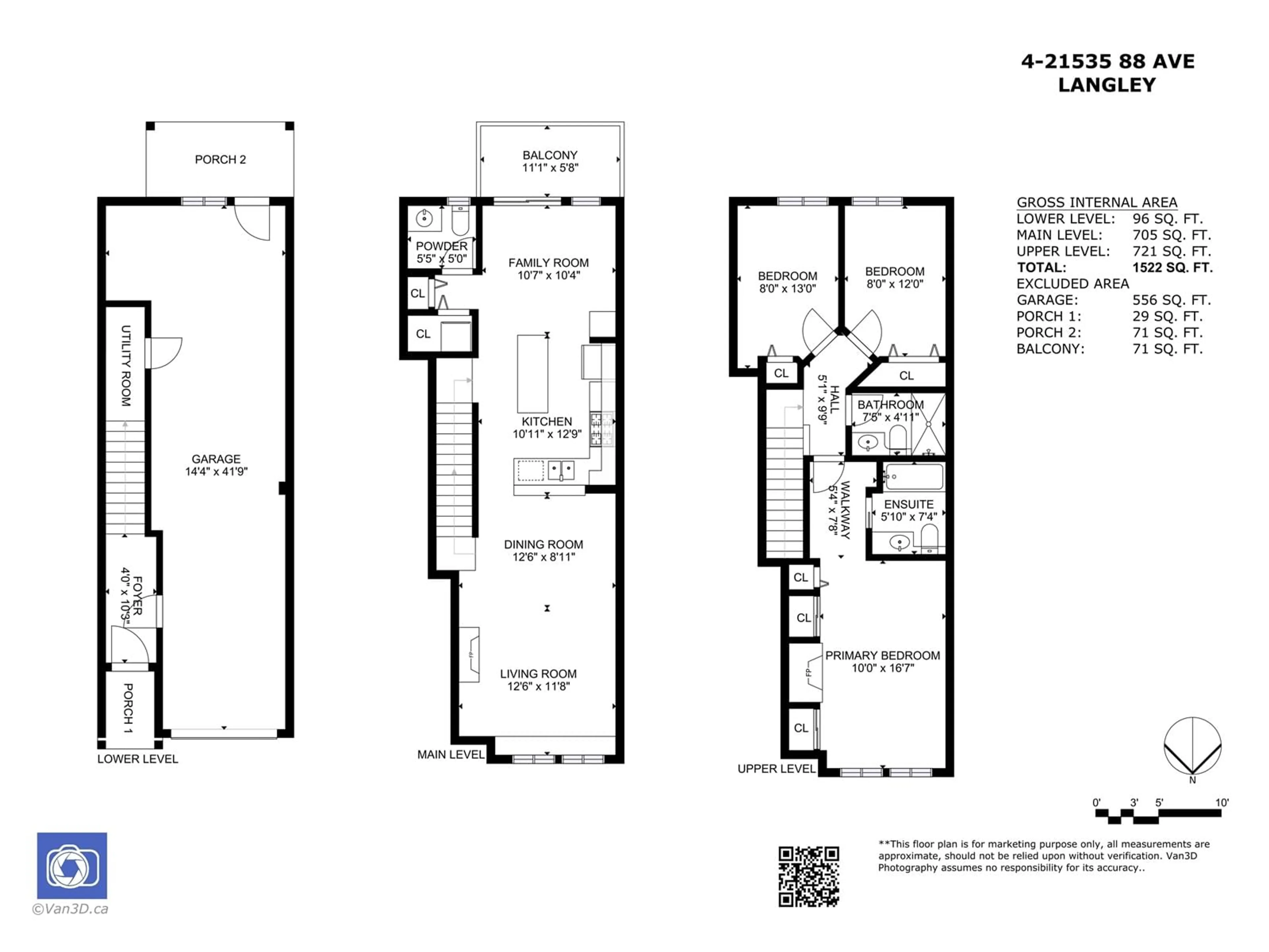 Floor plan for 4 21535 88 AVENUE, Langley British Columbia V1M4E5