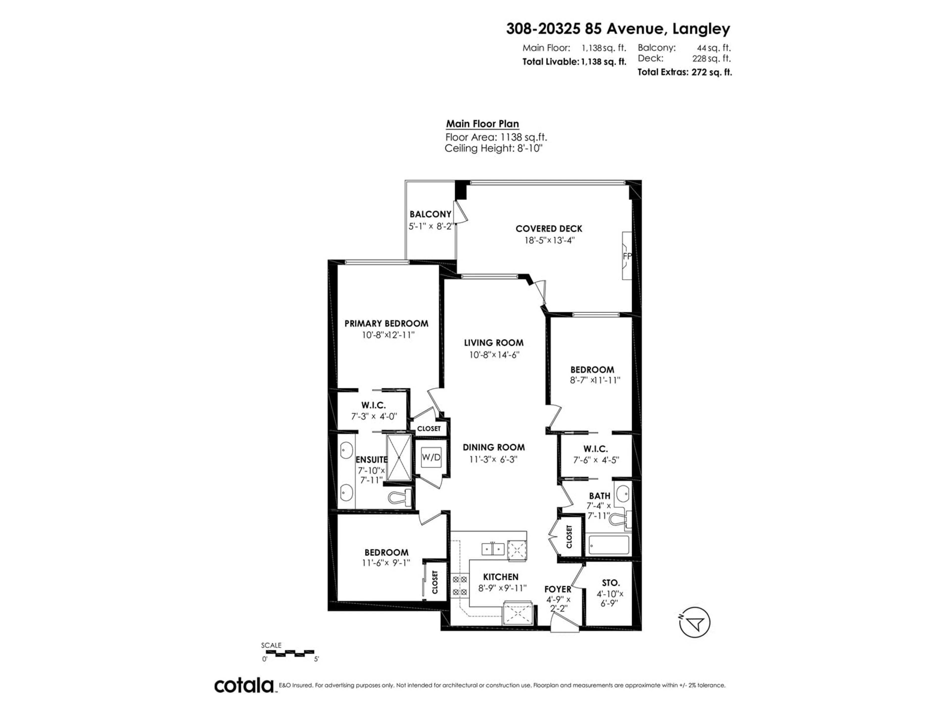 Floor plan for 308 20325 85 AVENUE, Langley British Columbia V2Y2C2