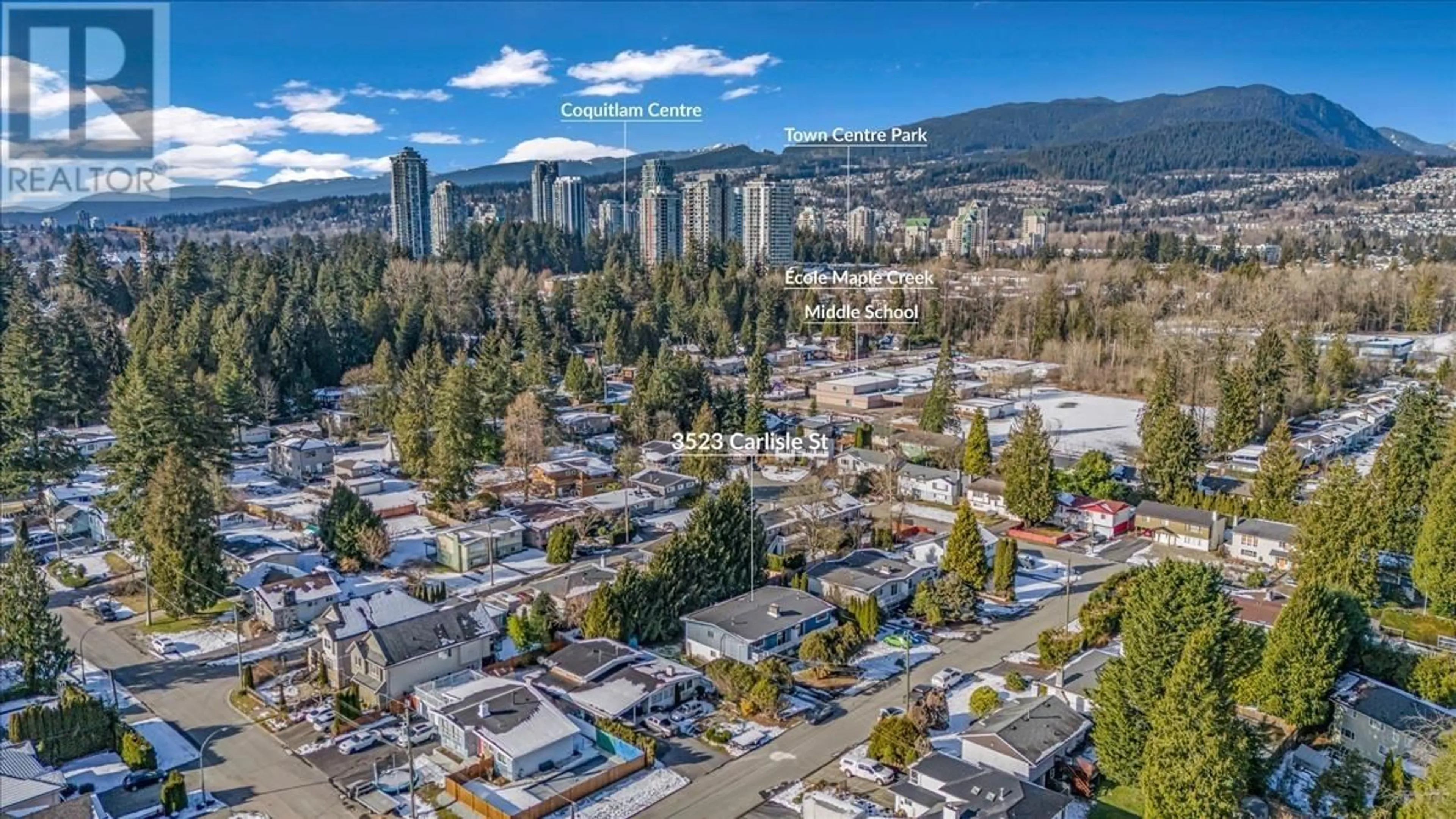 A pic from outside/outdoor area/front of a property/back of a property/a pic from drone, mountain view for 3523 CARLISLE STREET, Port Coquitlam British Columbia V3B4M1