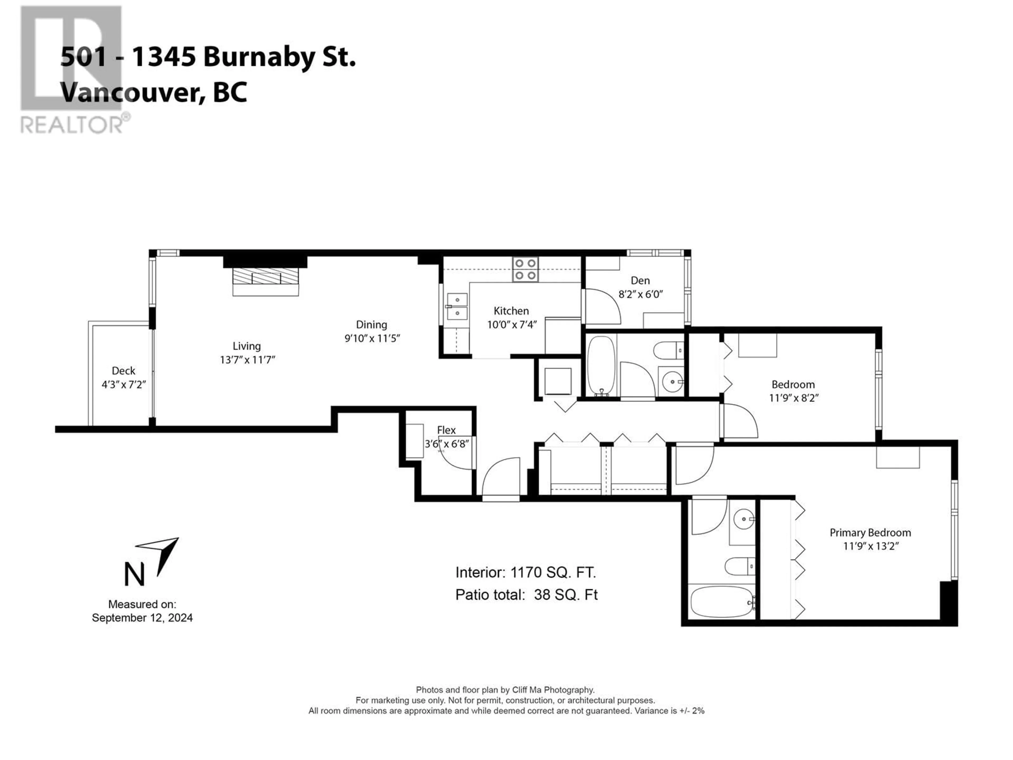 Floor plan for 501 1345 BURNABY STREET, Vancouver British Columbia V6E1R2