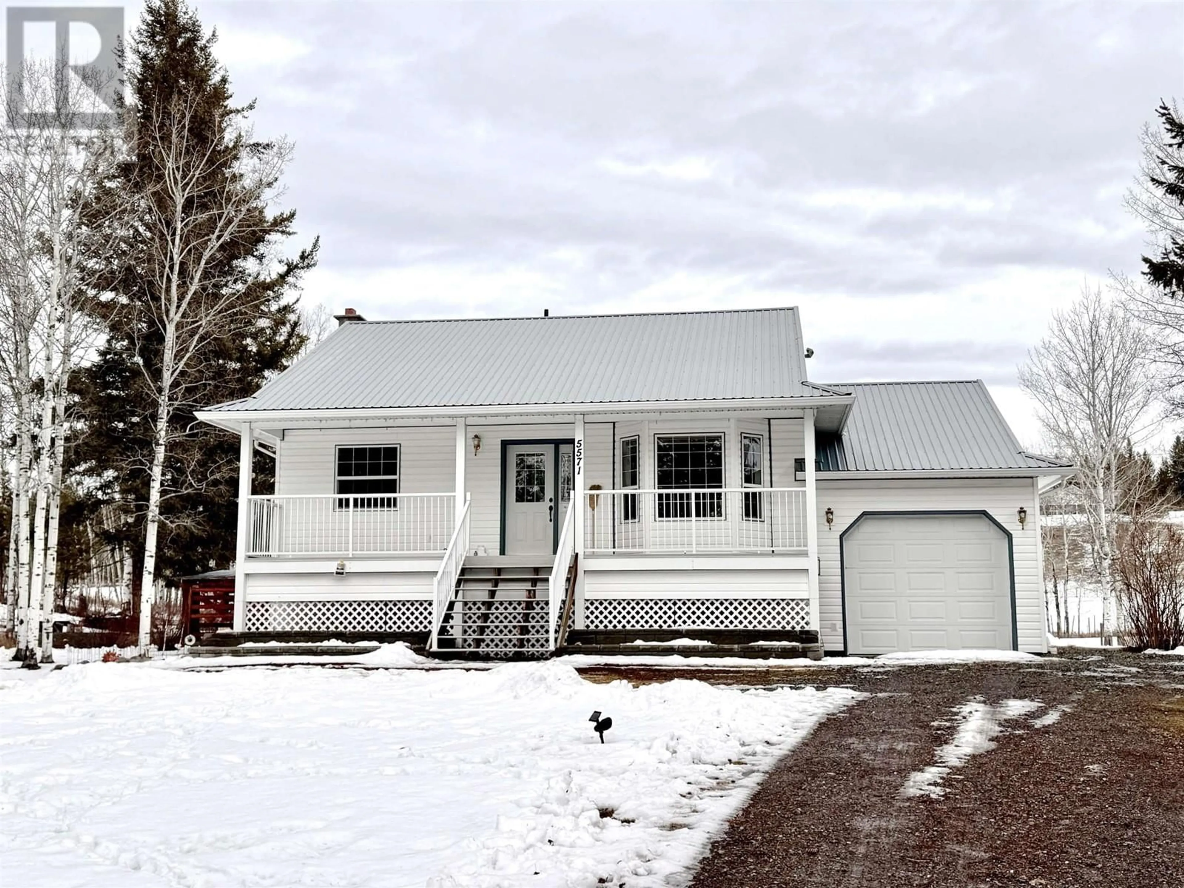 Home with vinyl exterior material, street for 5571 LAKESIDE COURT, 100 Mile House British Columbia V0K2E1