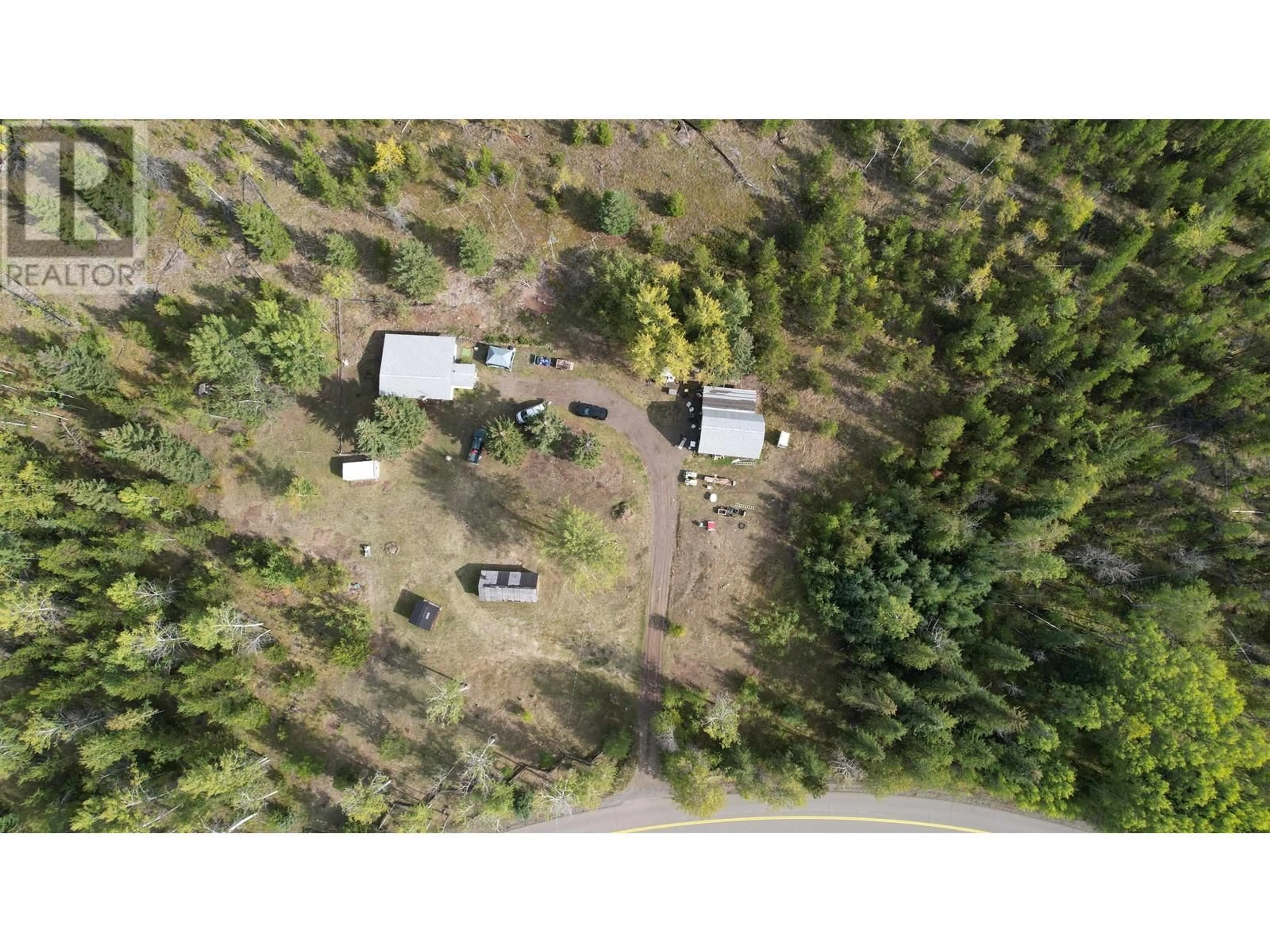 A pic from outside/outdoor area/front of a property/back of a property/a pic from drone, forest/trees view for 8043 83 MILE ROAD, Lone Butte British Columbia V0K2K1