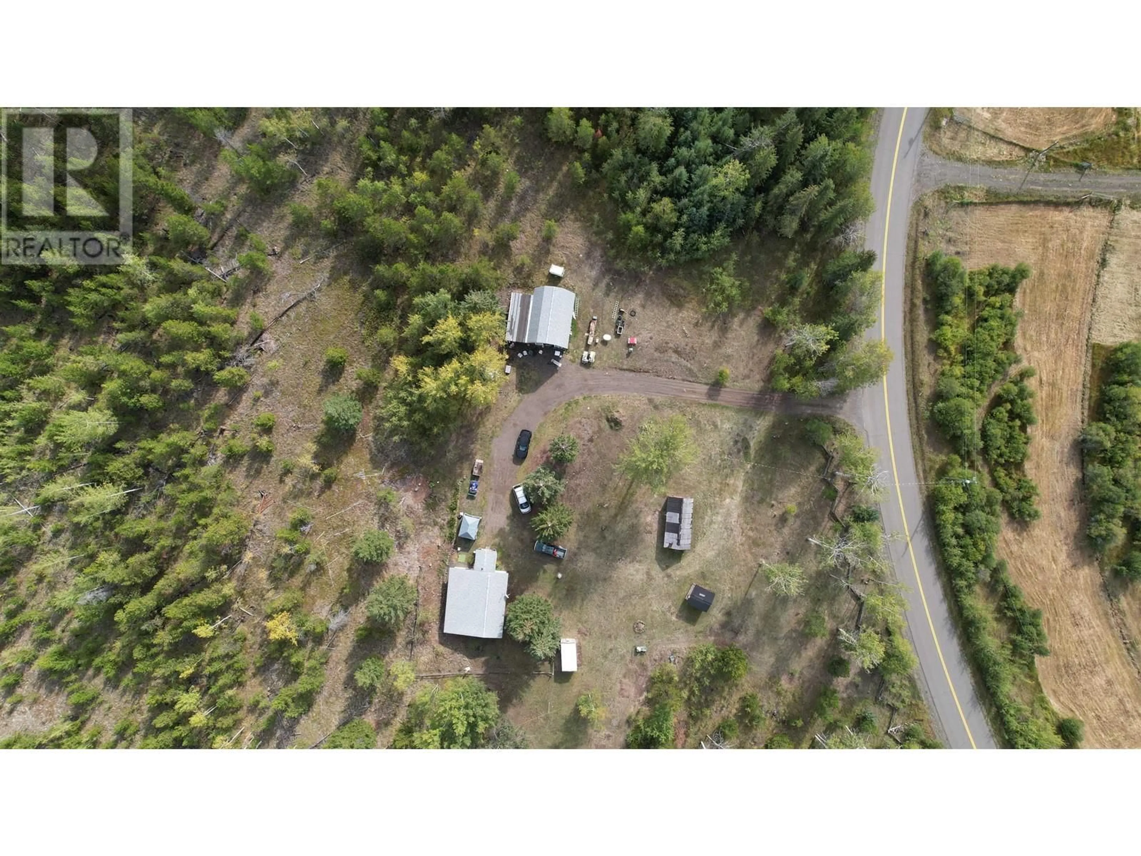 A pic from outside/outdoor area/front of a property/back of a property/a pic from drone, forest/trees view for 8043 83 MILE ROAD, Lone Butte British Columbia V0K2K1