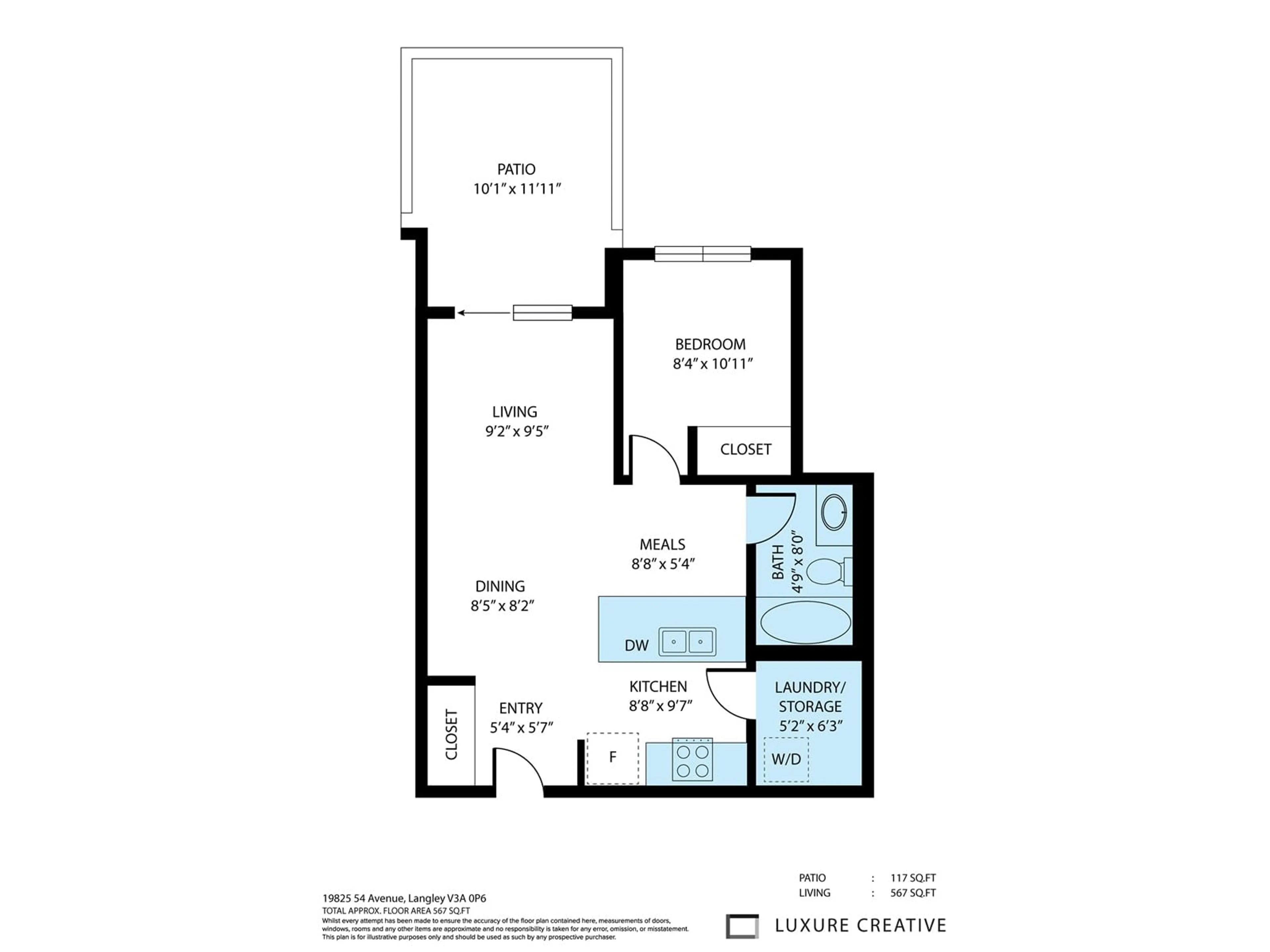 Floor plan for 110 19825 54 AVENUE, Langley British Columbia V3A0P6