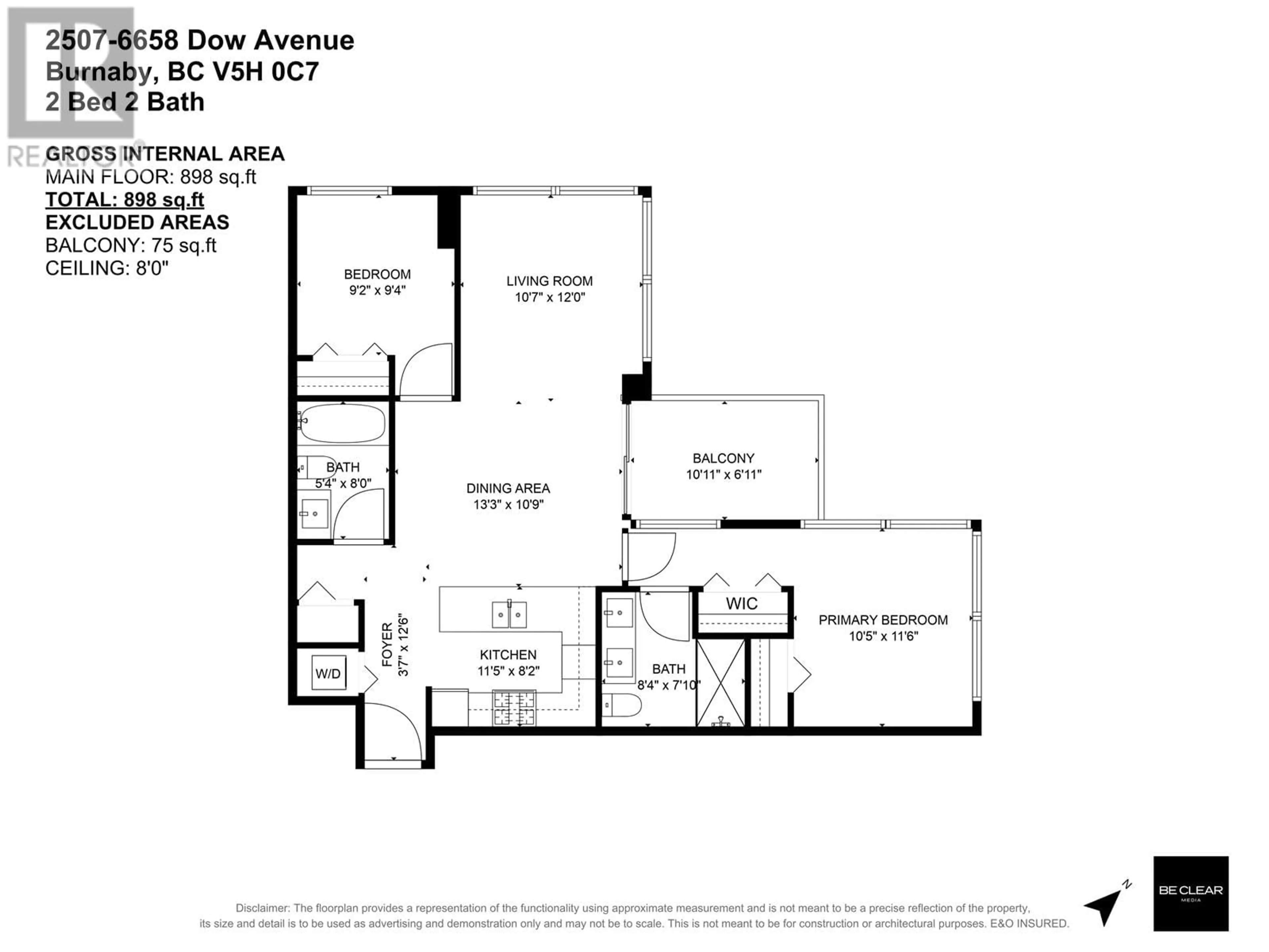 Floor plan for 2507 6658 DOW AVENUE, Burnaby British Columbia V5H0C7