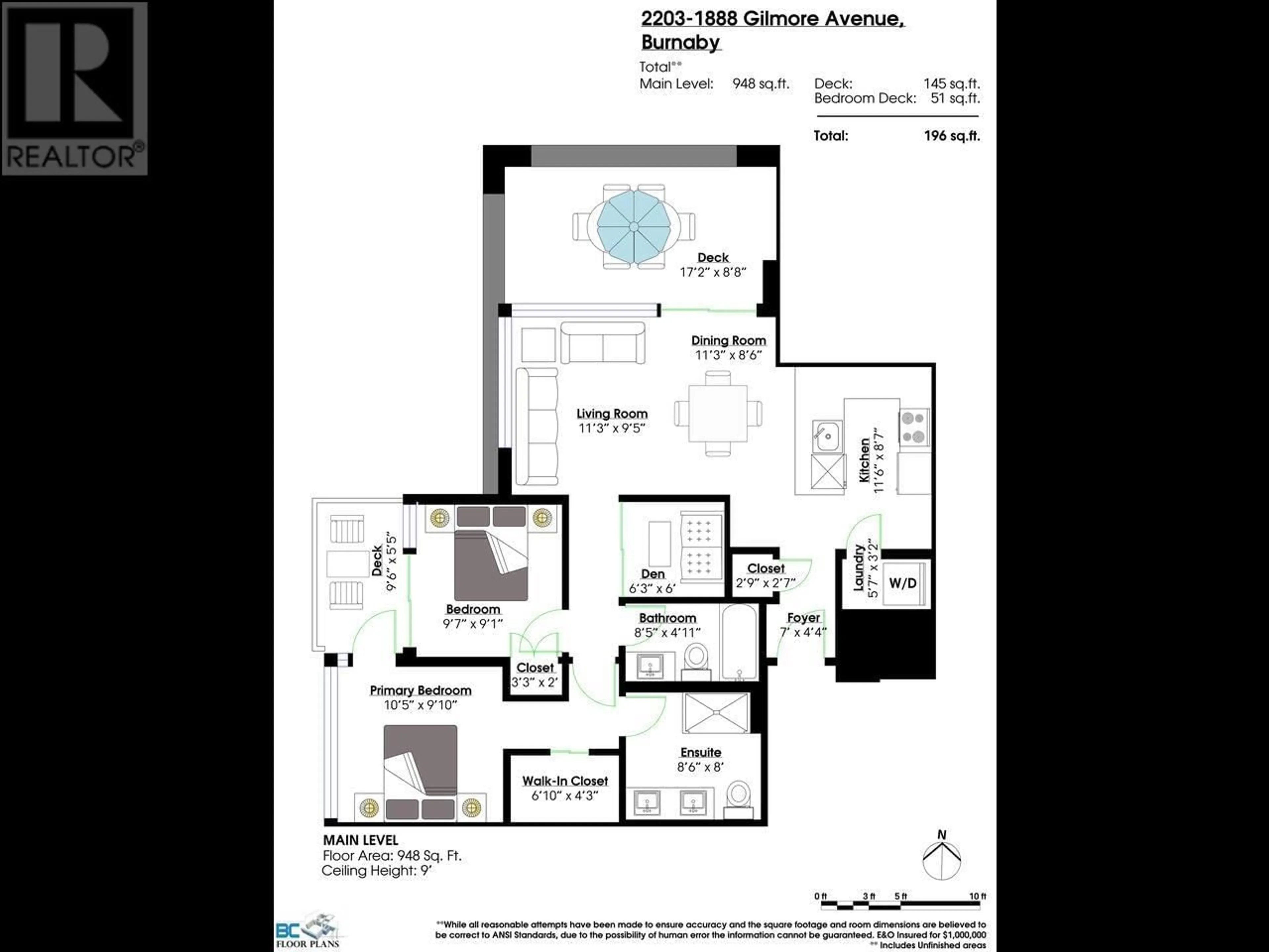 Floor plan for 2203 1888 GILMORE AVENUE, Burnaby British Columbia V5C0L2