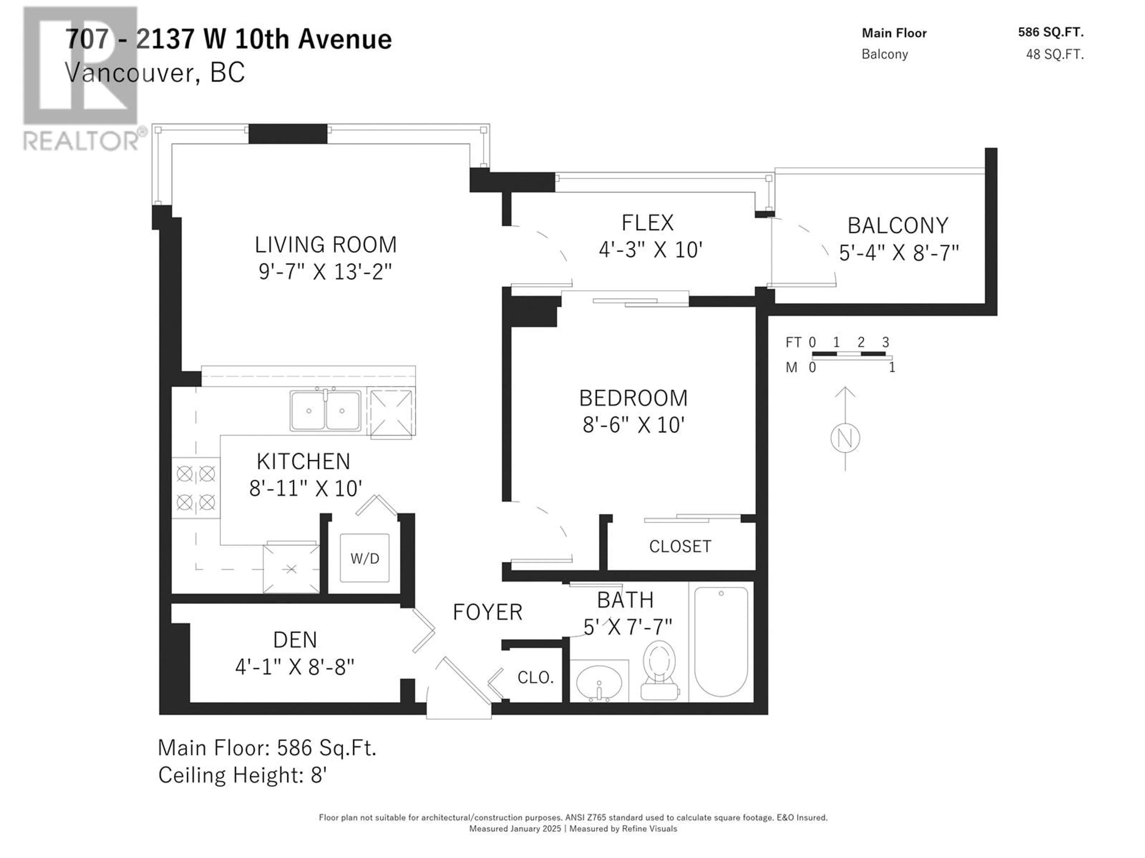 Floor plan for 707 2137 W 10TH AVENUE, Vancouver British Columbia V6K4W4