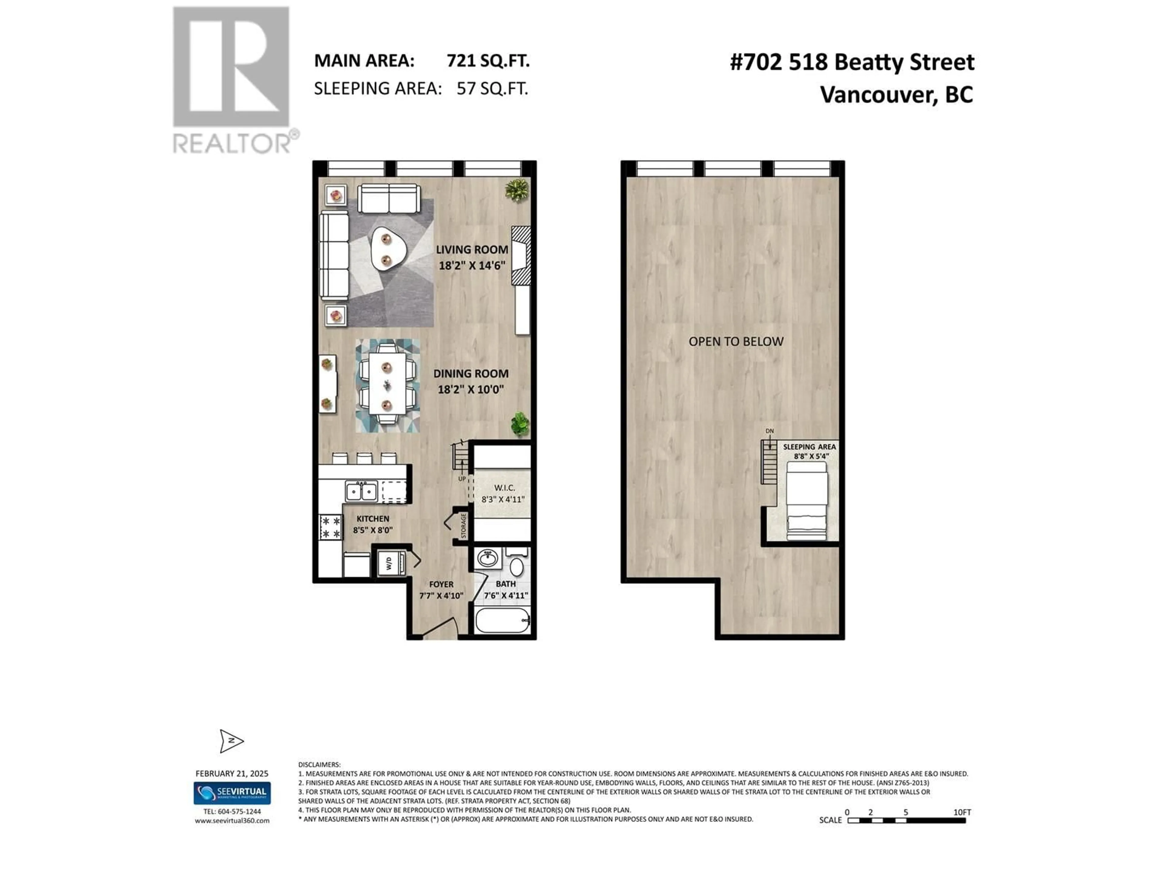 Floor plan for 702 518 BEATTY STREET, Vancouver British Columbia V6B6G8