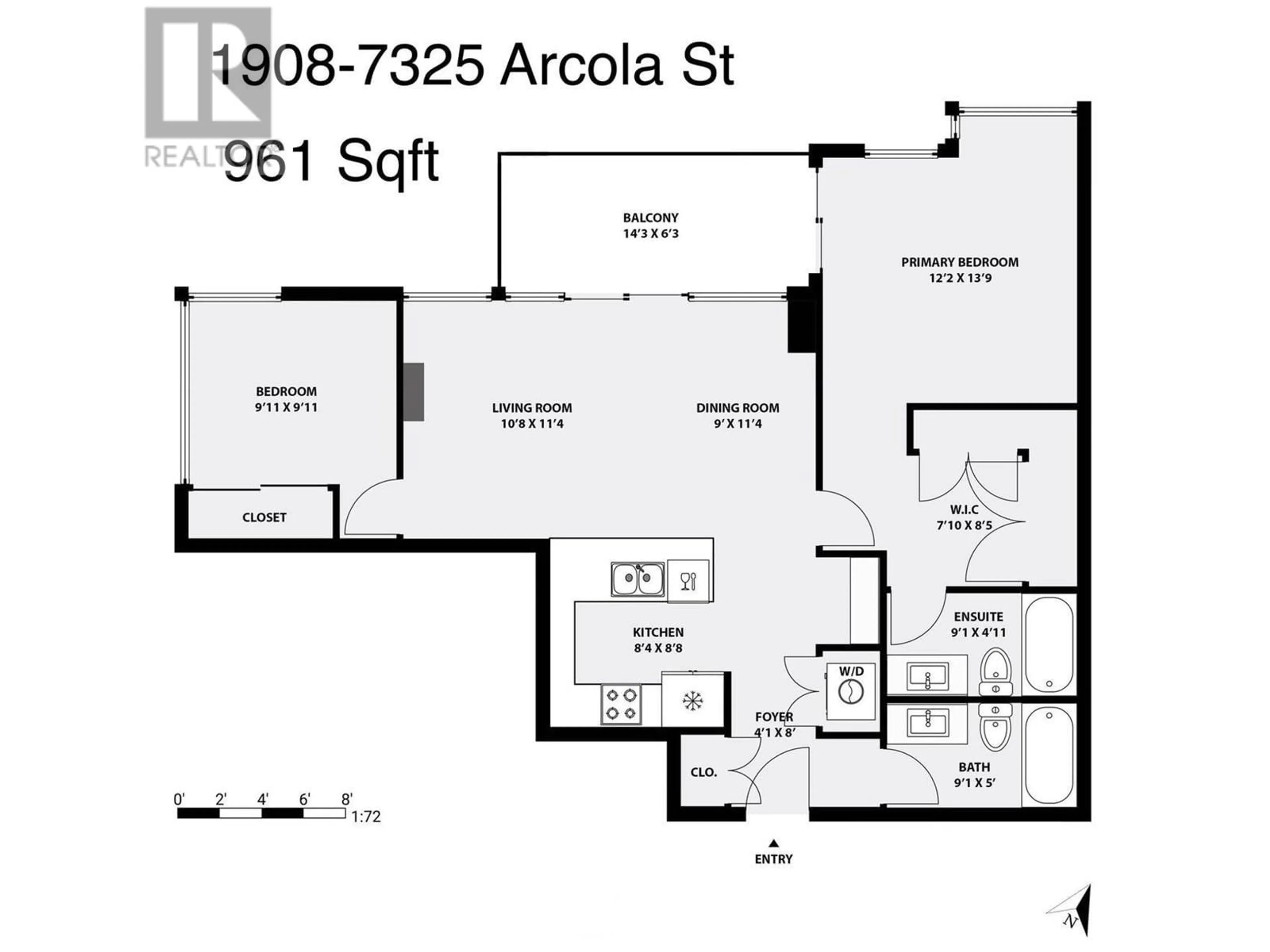 Floor plan for 1908 7325 ARCOLA STREET, Burnaby British Columbia V5E0A8