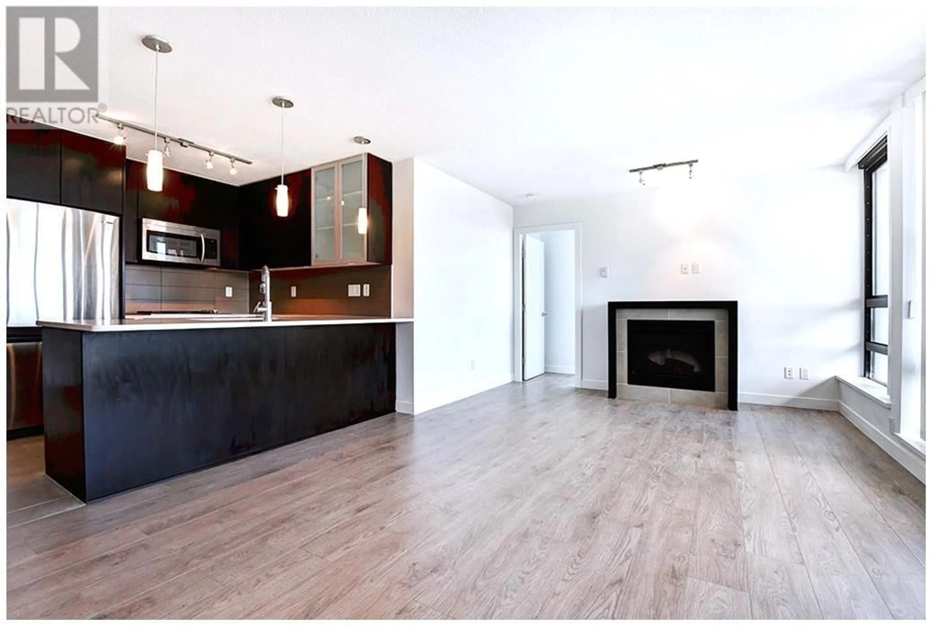 Open concept kitchen, wood/laminate floor for 1908 7325 ARCOLA STREET, Burnaby British Columbia V5E0A8