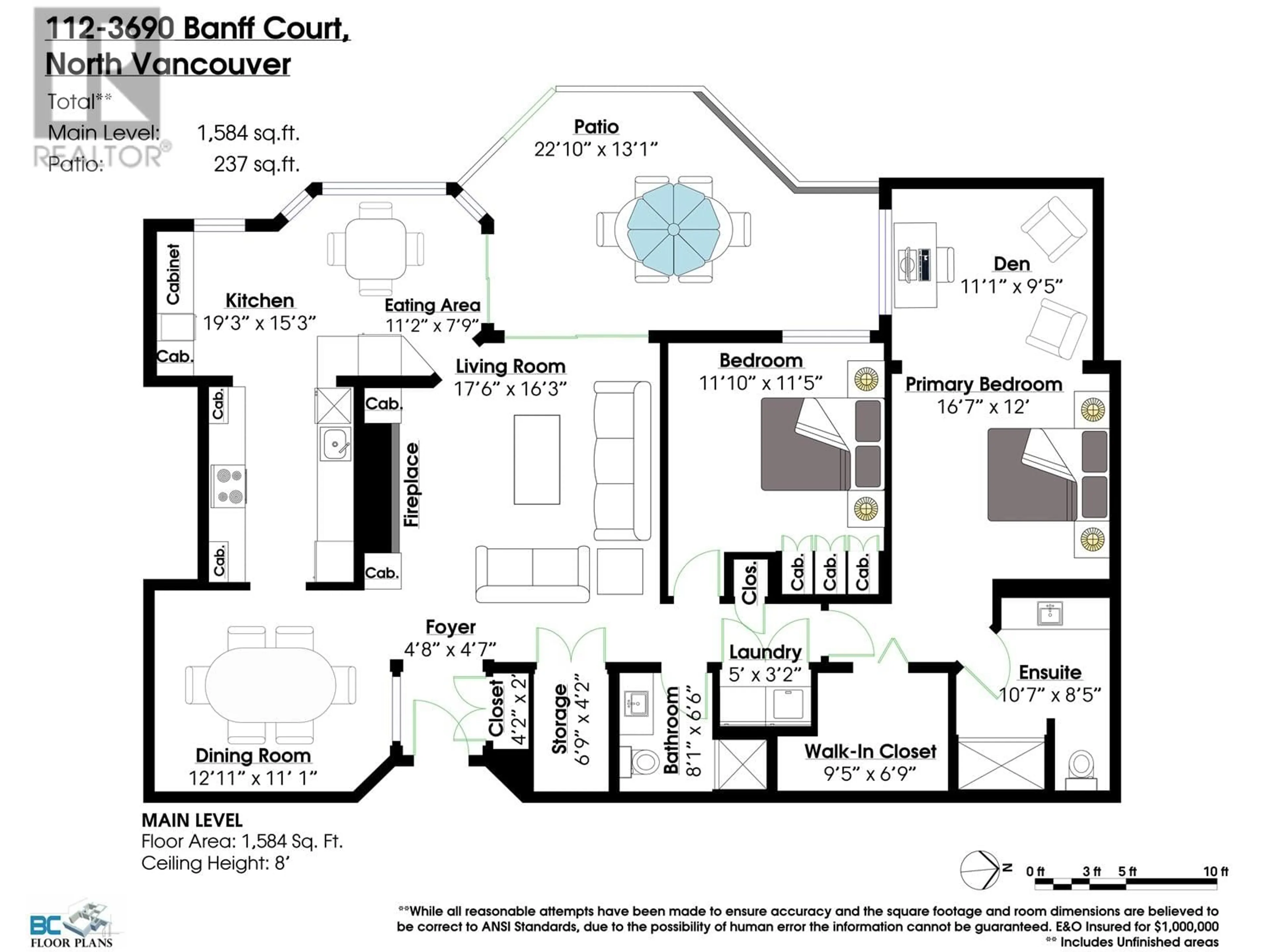 Floor plan for 112 3690 BANFF COURT, North Vancouver British Columbia V7H2Y7