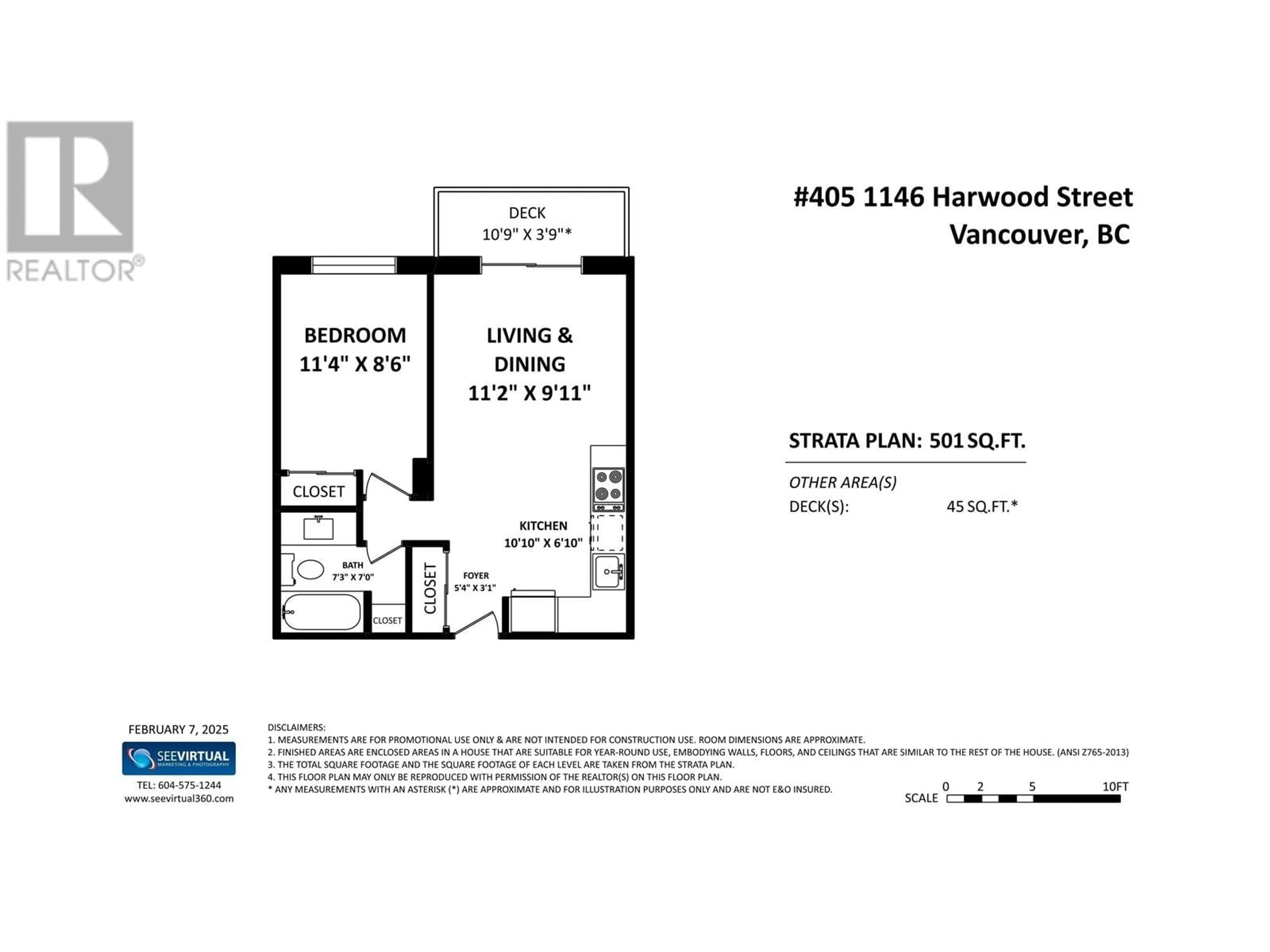 Floor plan for 405 1146 HARWOOD STREET, Vancouver British Columbia V6E3V1