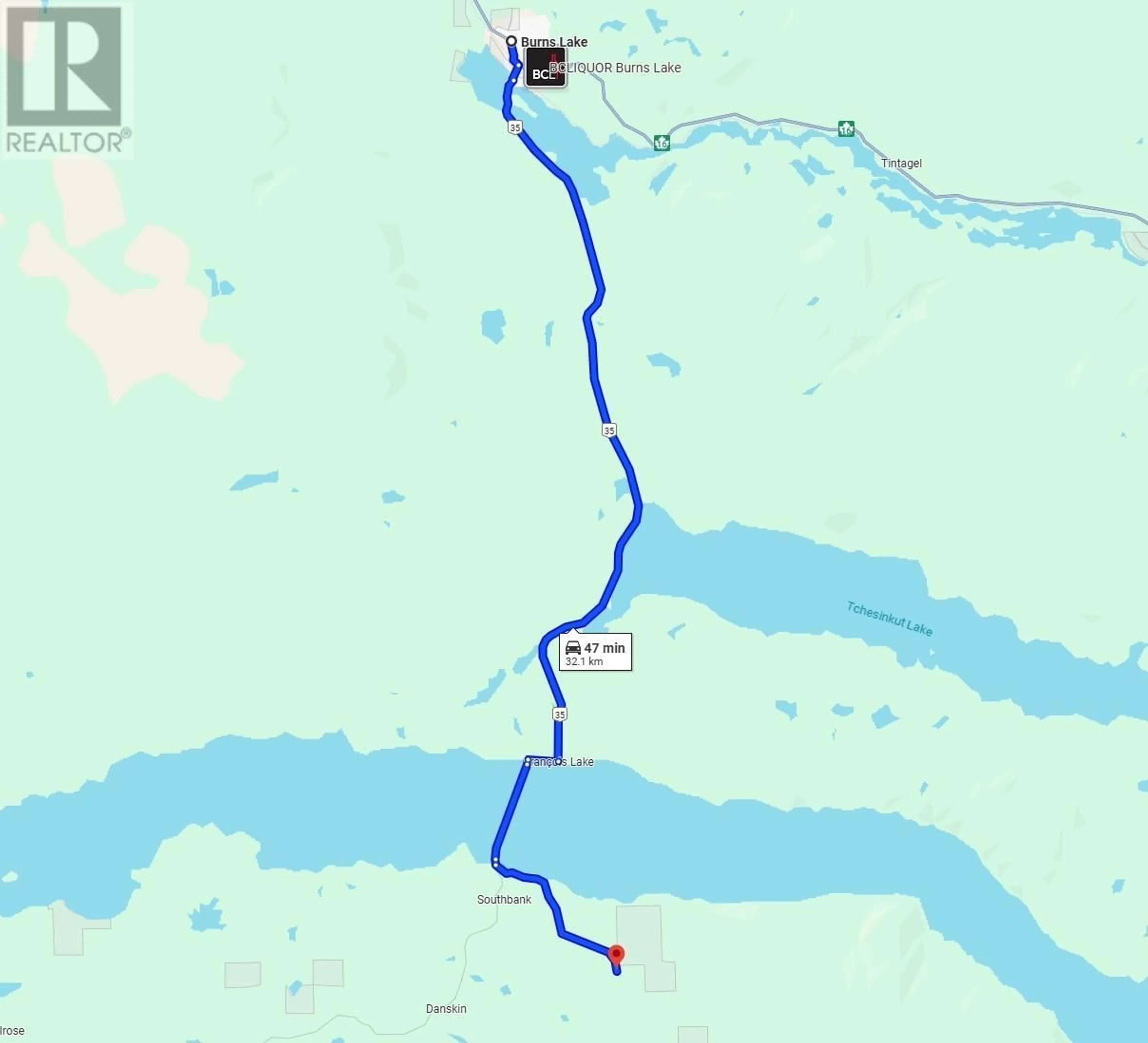 Picture of a map for 7001 UNCHA LAKE ROAD, Burns Lake British Columbia V0J2P0