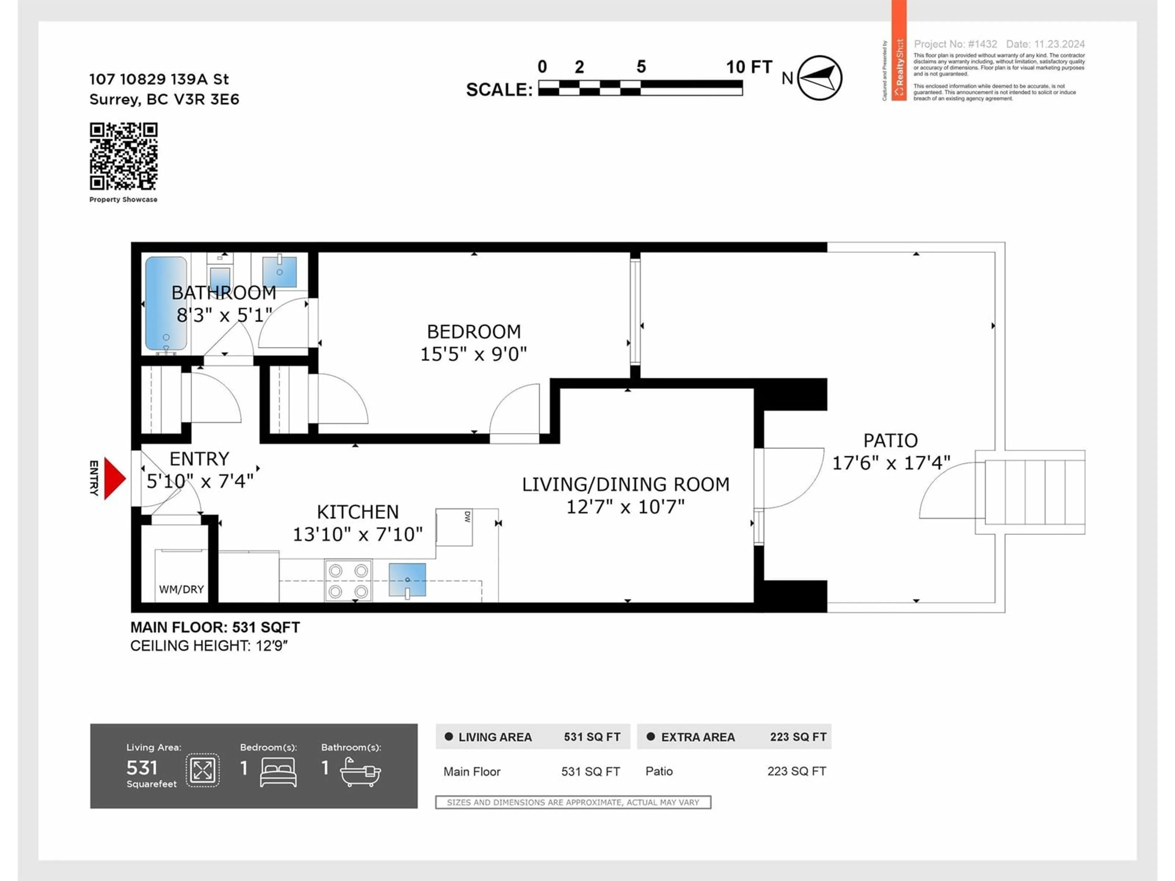 Floor plan for E107 - 10829 140, Surrey British Columbia V3R0H3
