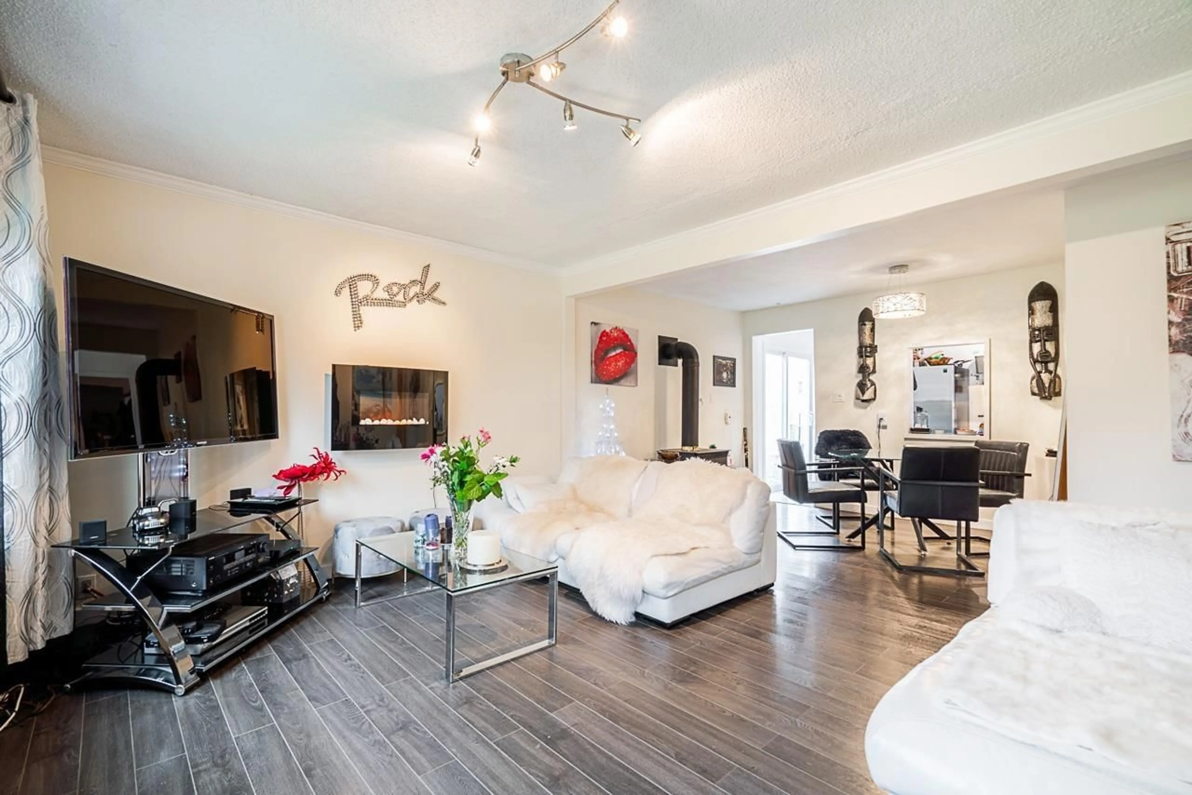 Living room with furniture, wood/laminate floor for 3742 204 STREET, Langley British Columbia V3A1X4