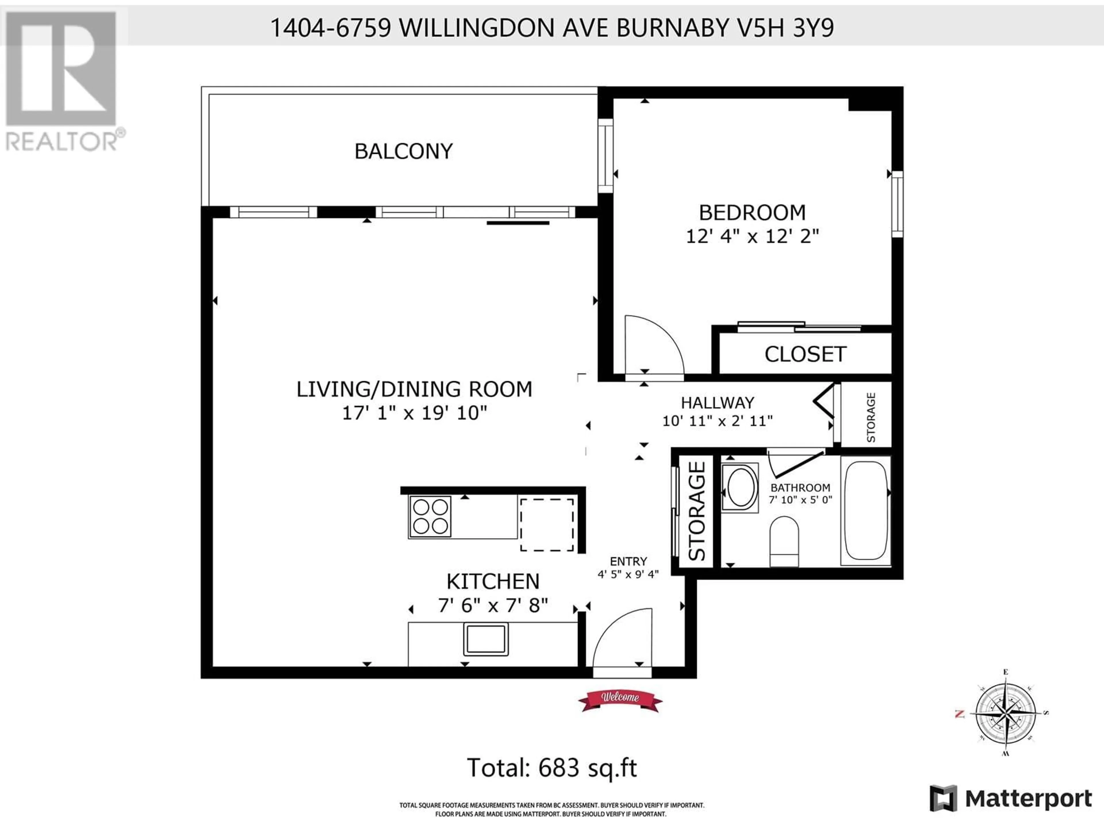 Floor plan for 1404 - 6759 WILLINGDON AVE AVENUE, Burnaby British Columbia V5H3Y9