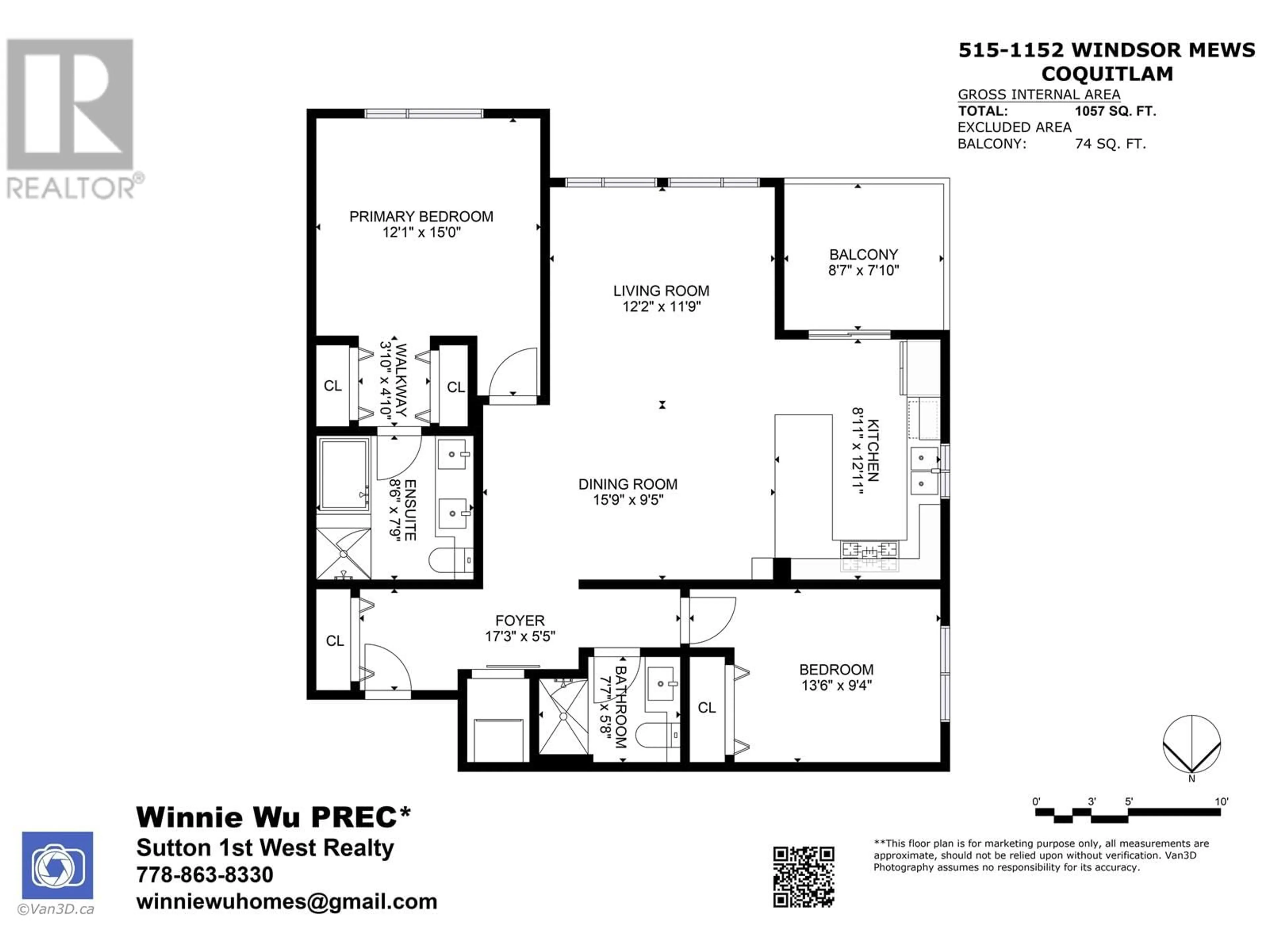 Floor plan for 515 - 1152 WINDSOR MEWS, Coquitlam British Columbia V3B0N1
