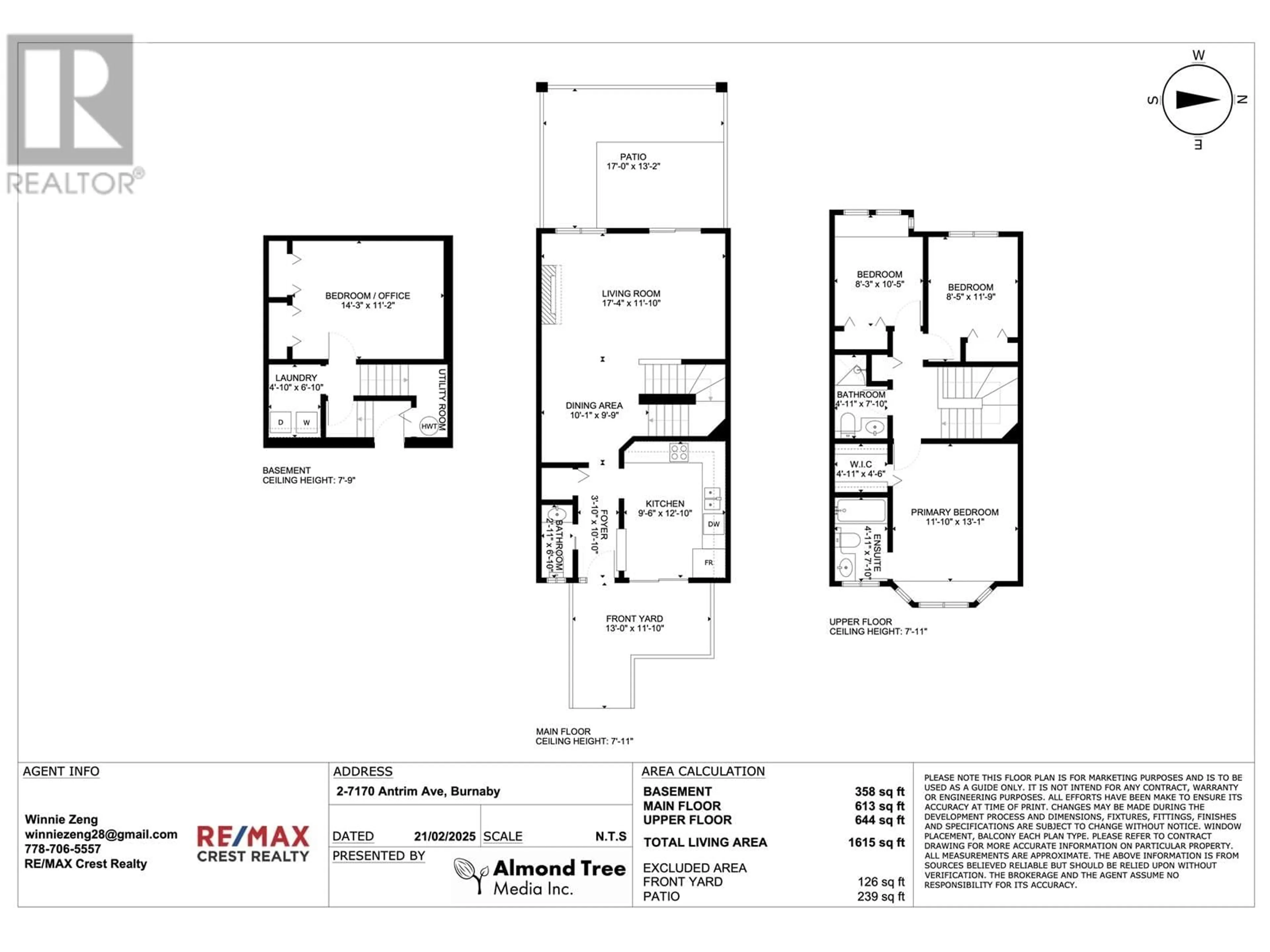 Floor plan for 2 7170 ANTRIM AVENUE, Burnaby British Columbia V5J5K2