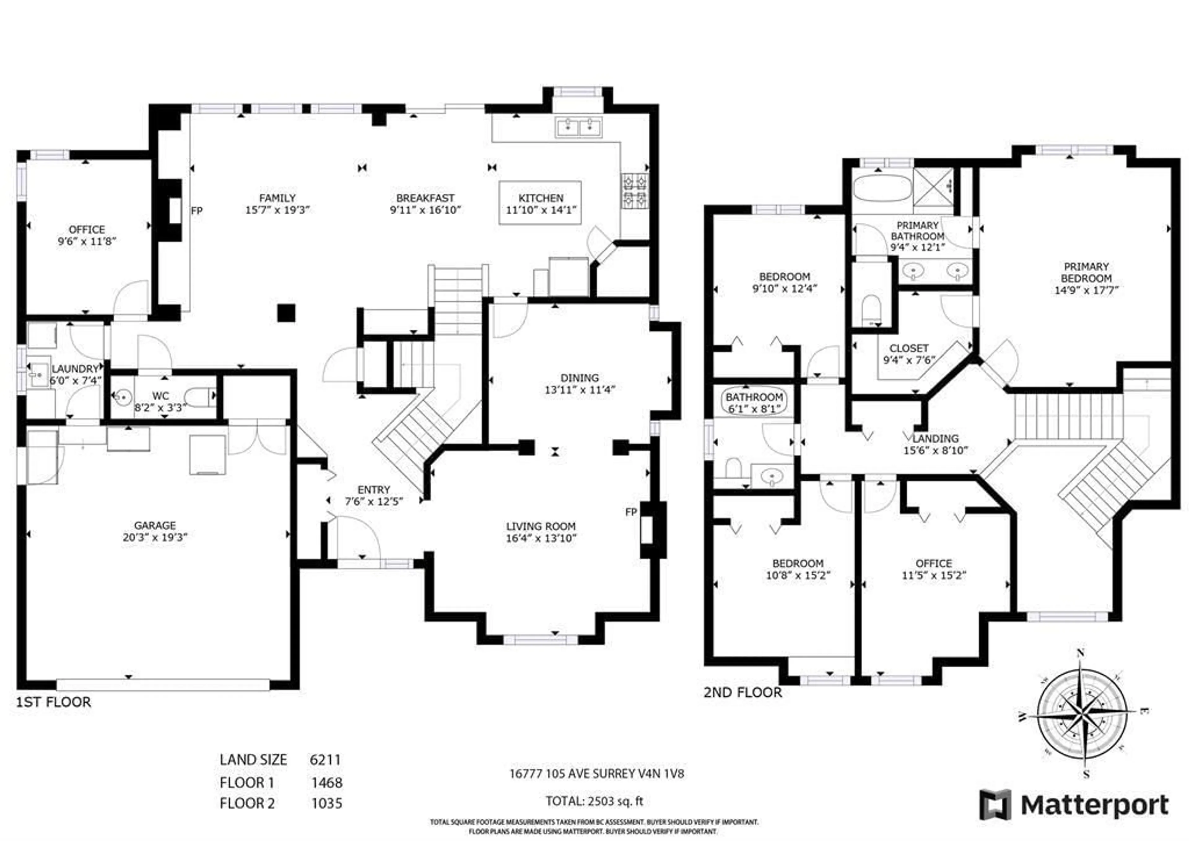 Floor plan for 16777 105 AVE, Surrey British Columbia V4N1V8