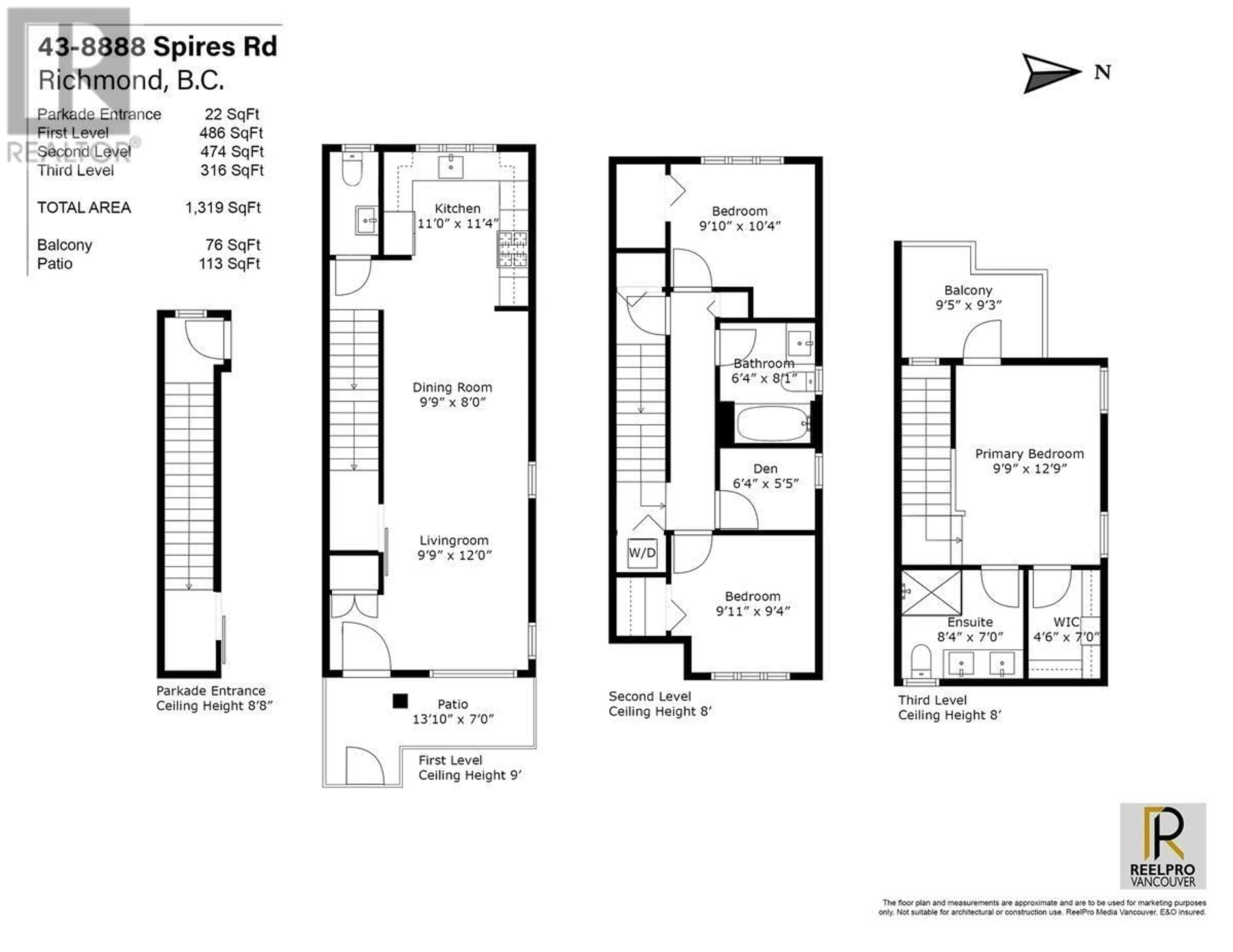 Floor plan for 43 - 8888 SPIRES ROAD, Richmond British Columbia V6Y0L9