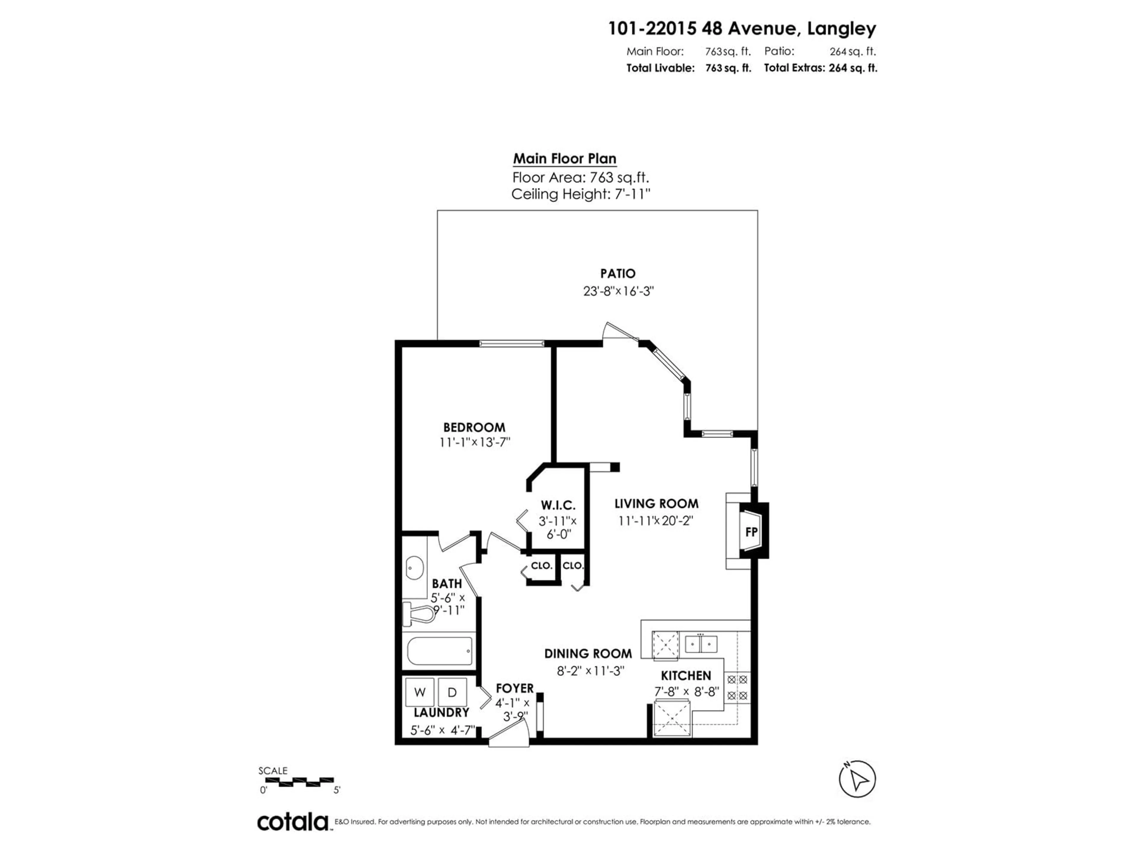 Floor plan for 101 22015 48 AVENUE, Langley British Columbia V3A8L3