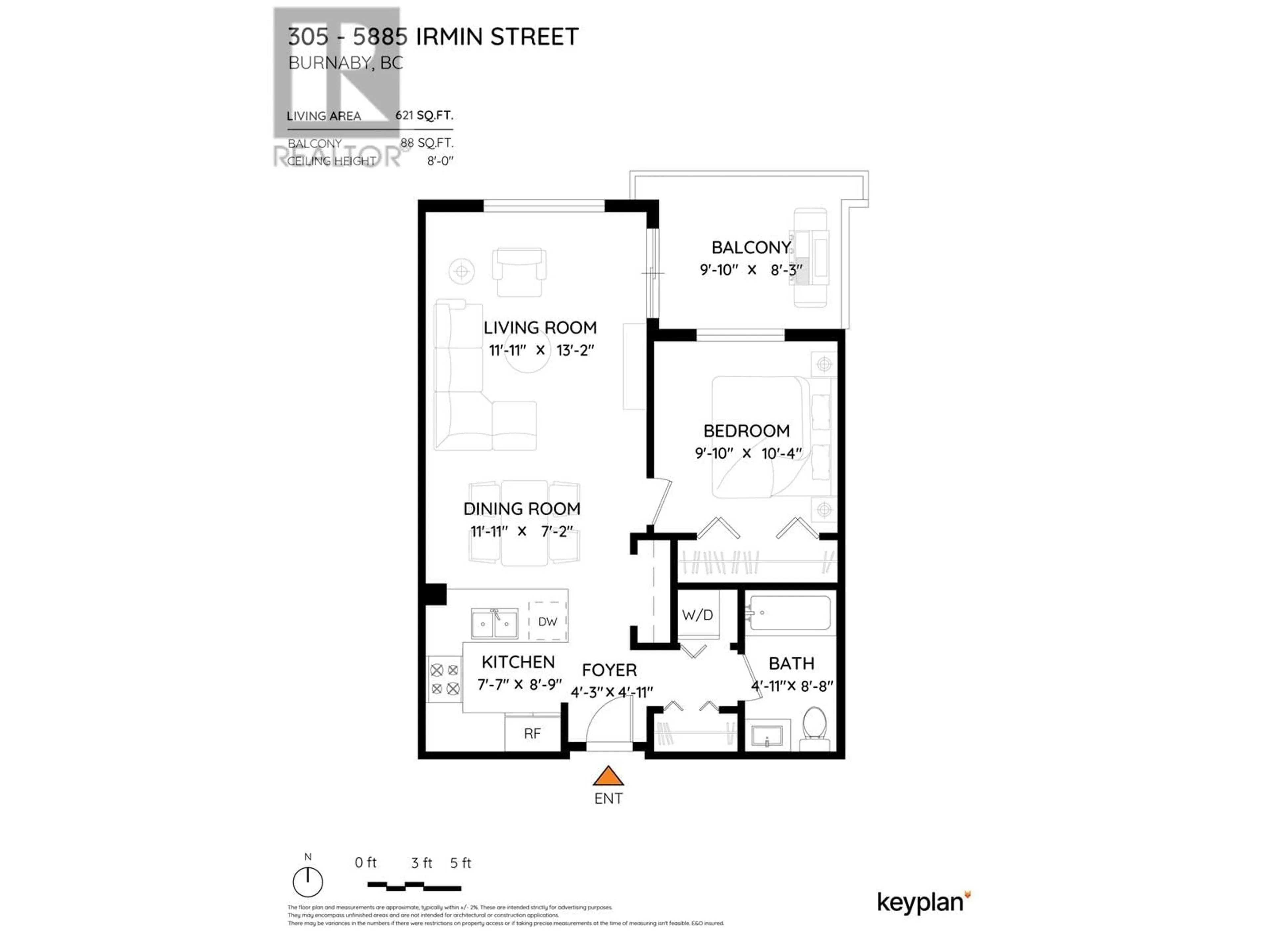 Floor plan for 305 5885 IRMIN STREET, Burnaby British Columbia V5J0C2