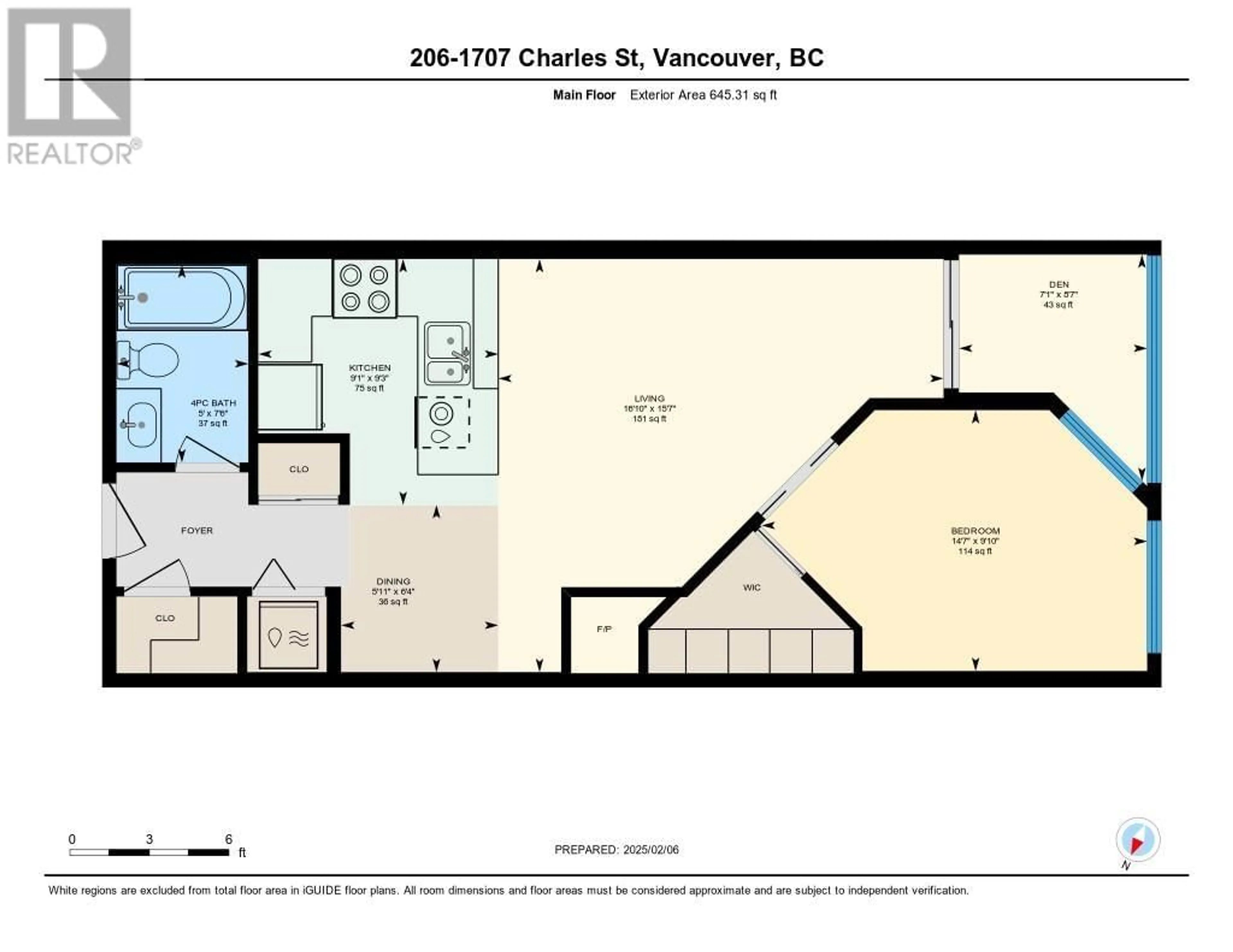 Floor plan for 206 1707 CHARLES STREET, Vancouver British Columbia V5L2T6