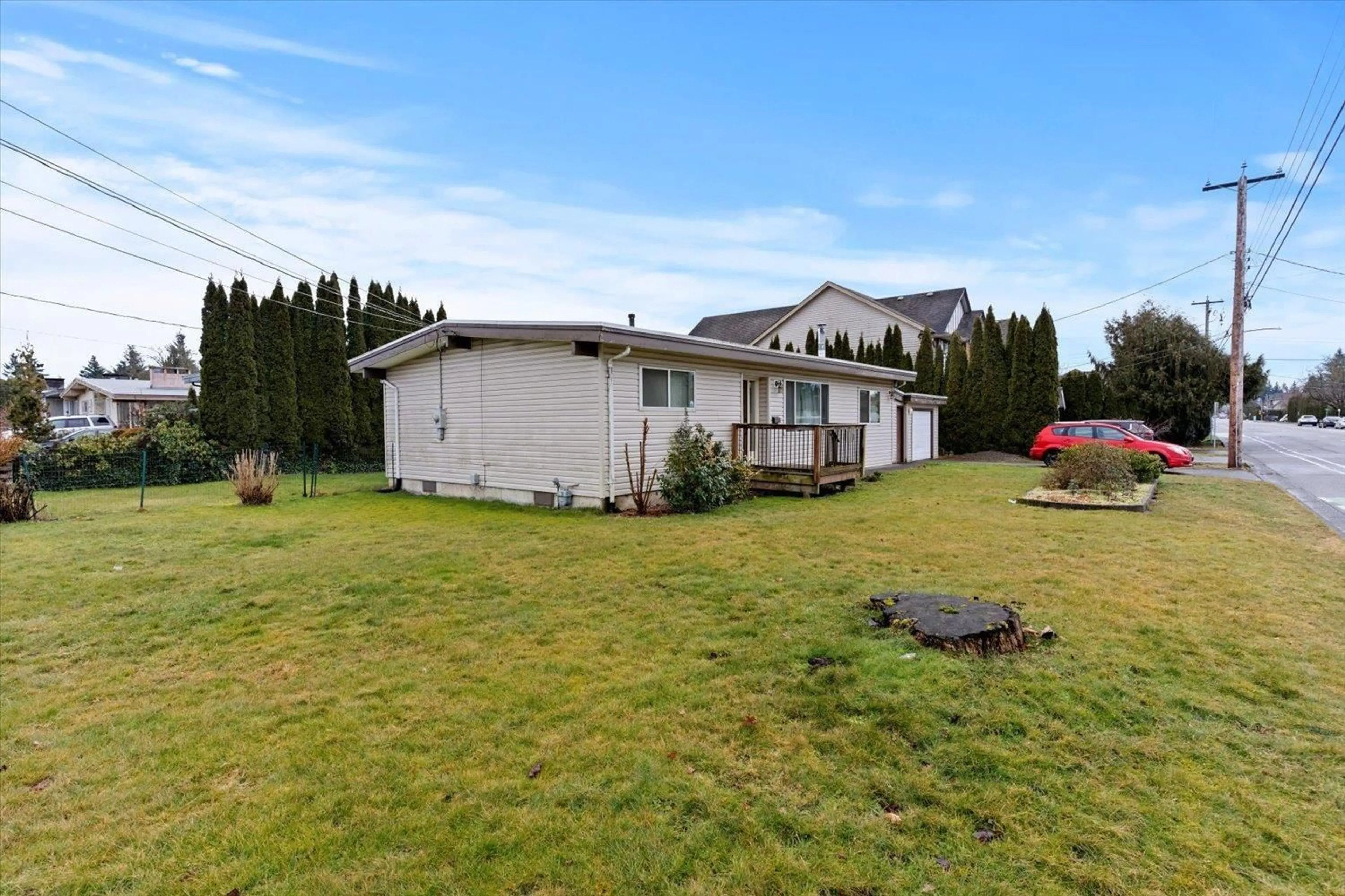 A pic from outside/outdoor area/front of a property/back of a property/a pic from drone, mountain view for 9336 BROADWAY STREET|Chilliwack Proper E, Chilliwack British Columbia V2P5V3