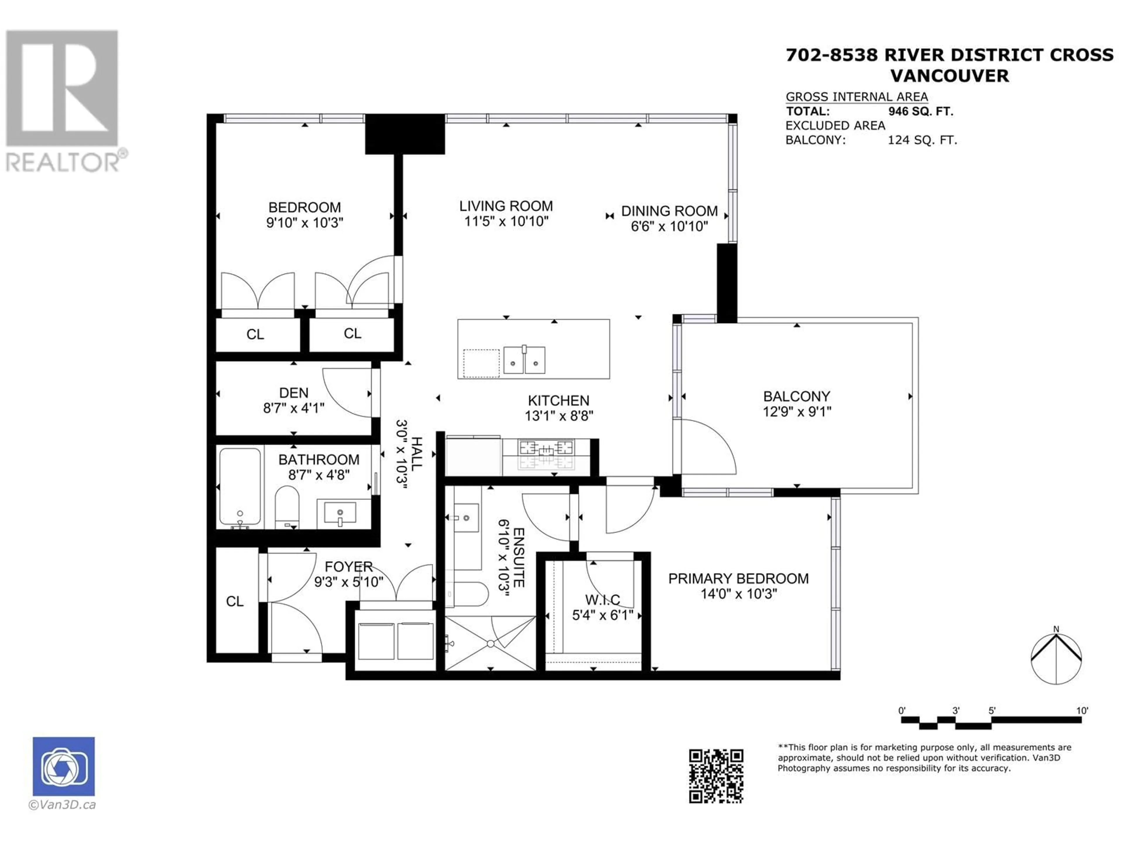 Floor plan for 702 8538 RIVER DISTRICT CROSSING, Vancouver British Columbia V5S0C9