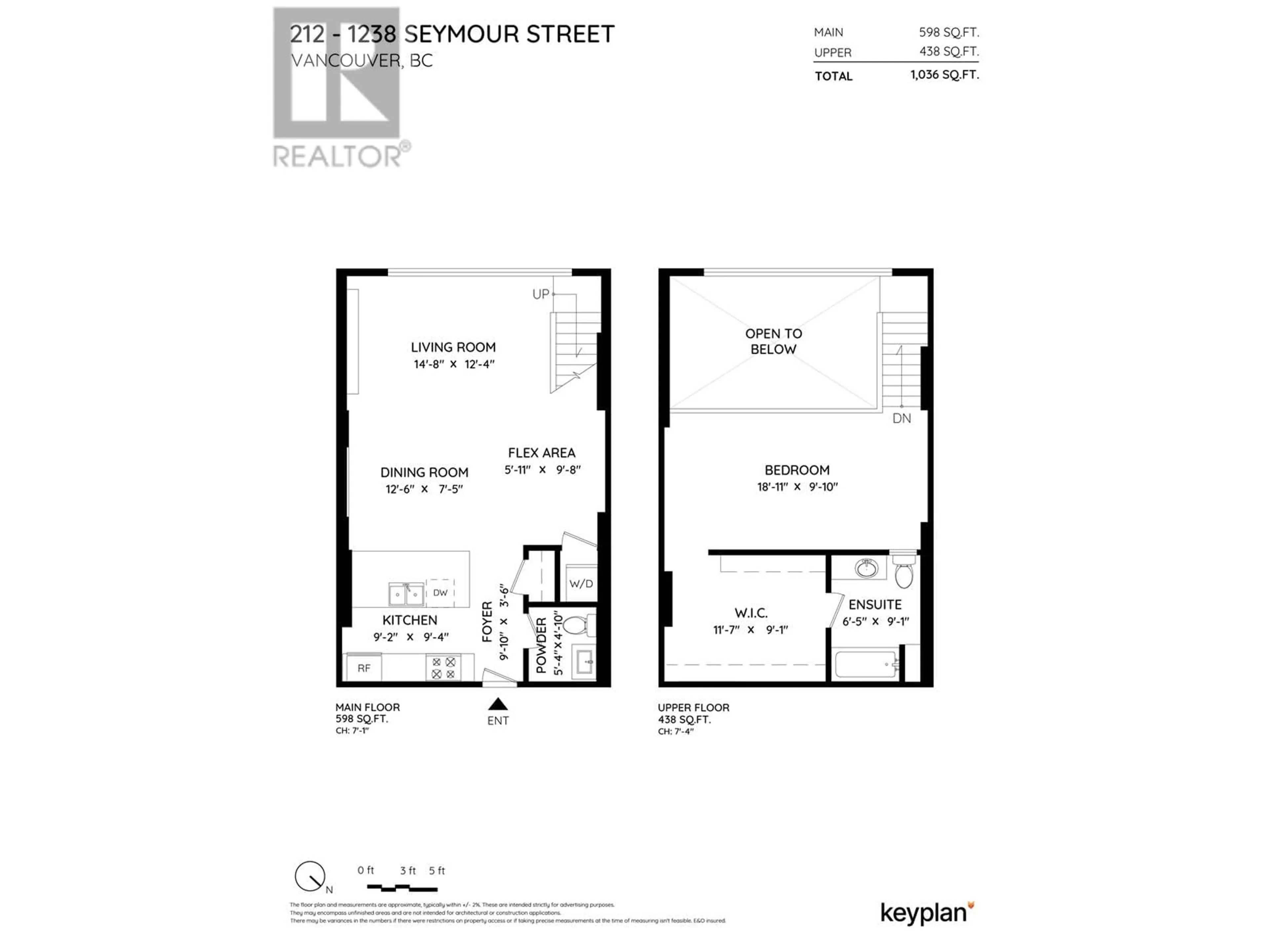 Floor plan for 212 - 1238 SEYMOUR STREET, Vancouver British Columbia V6B6J3