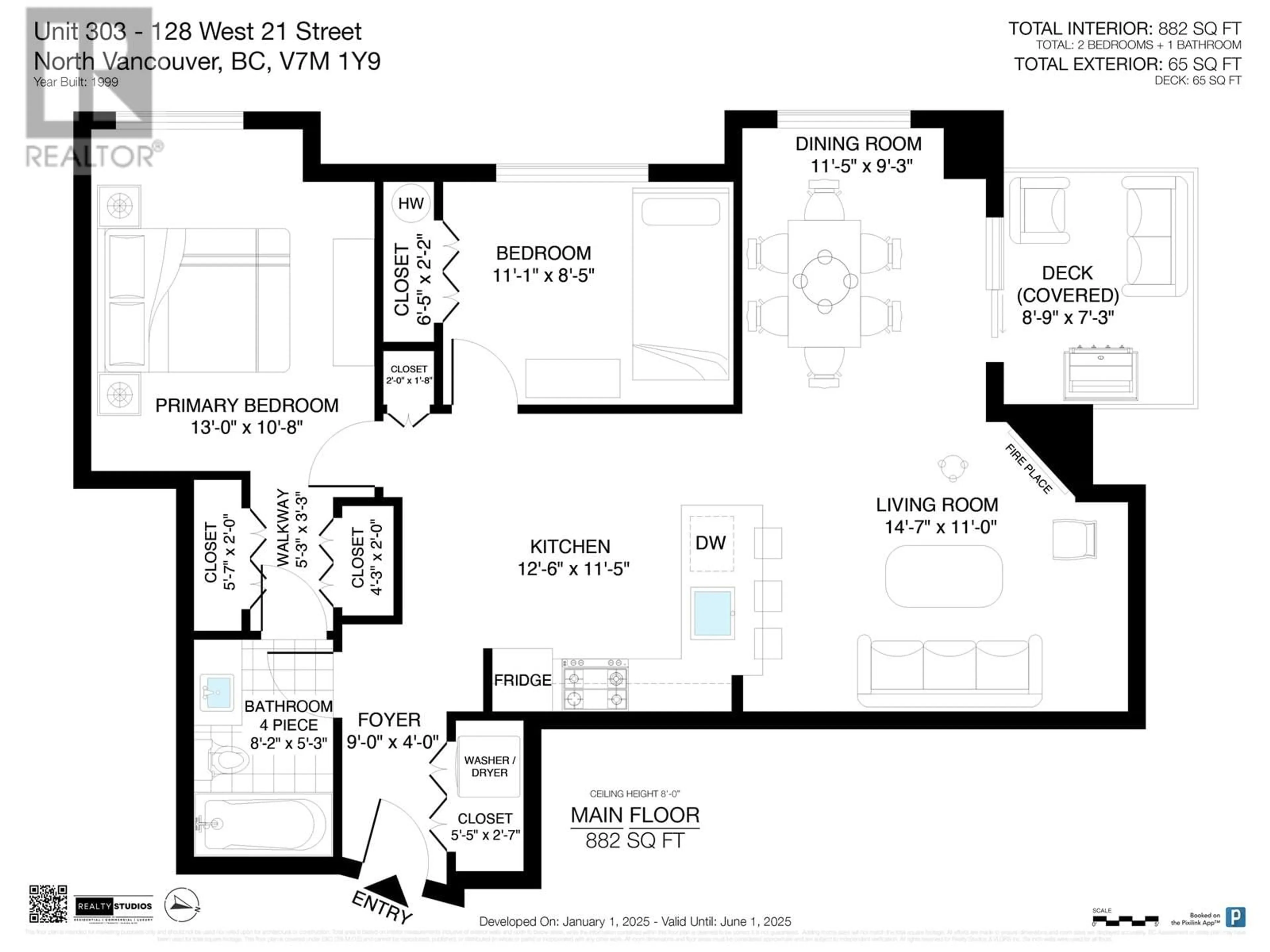 Floor plan for 303 128 W 21 STREET, North Vancouver British Columbia V7M1Y9