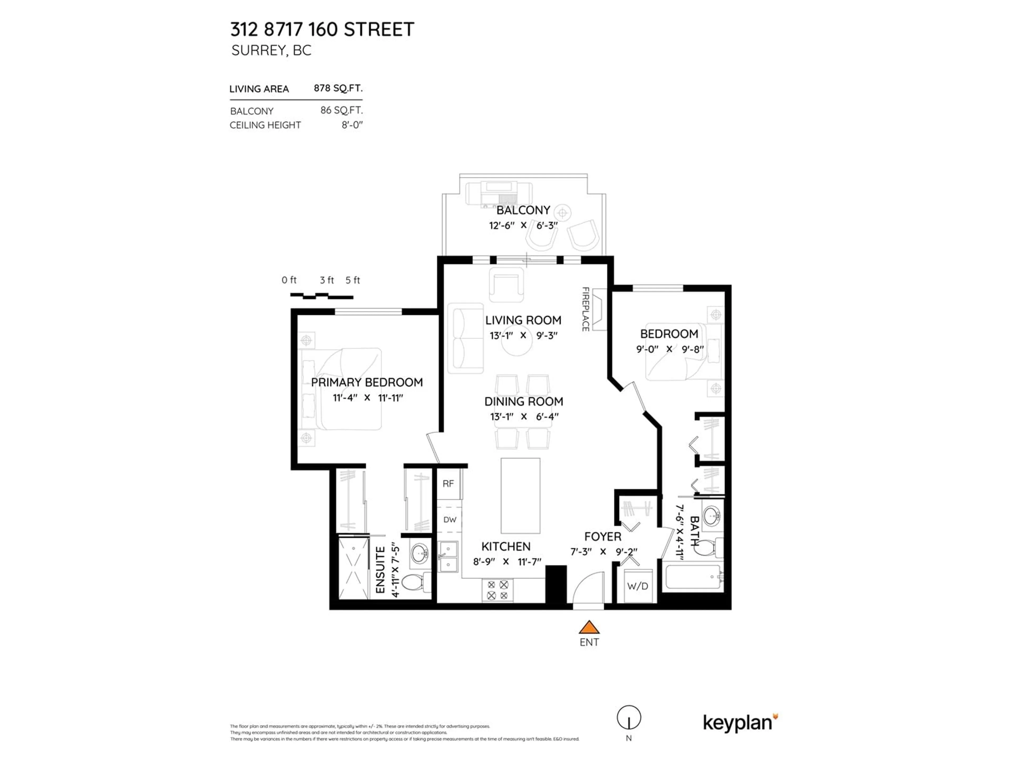 Floor plan for 312 8717 160 STREET, Surrey British Columbia V4N5X7