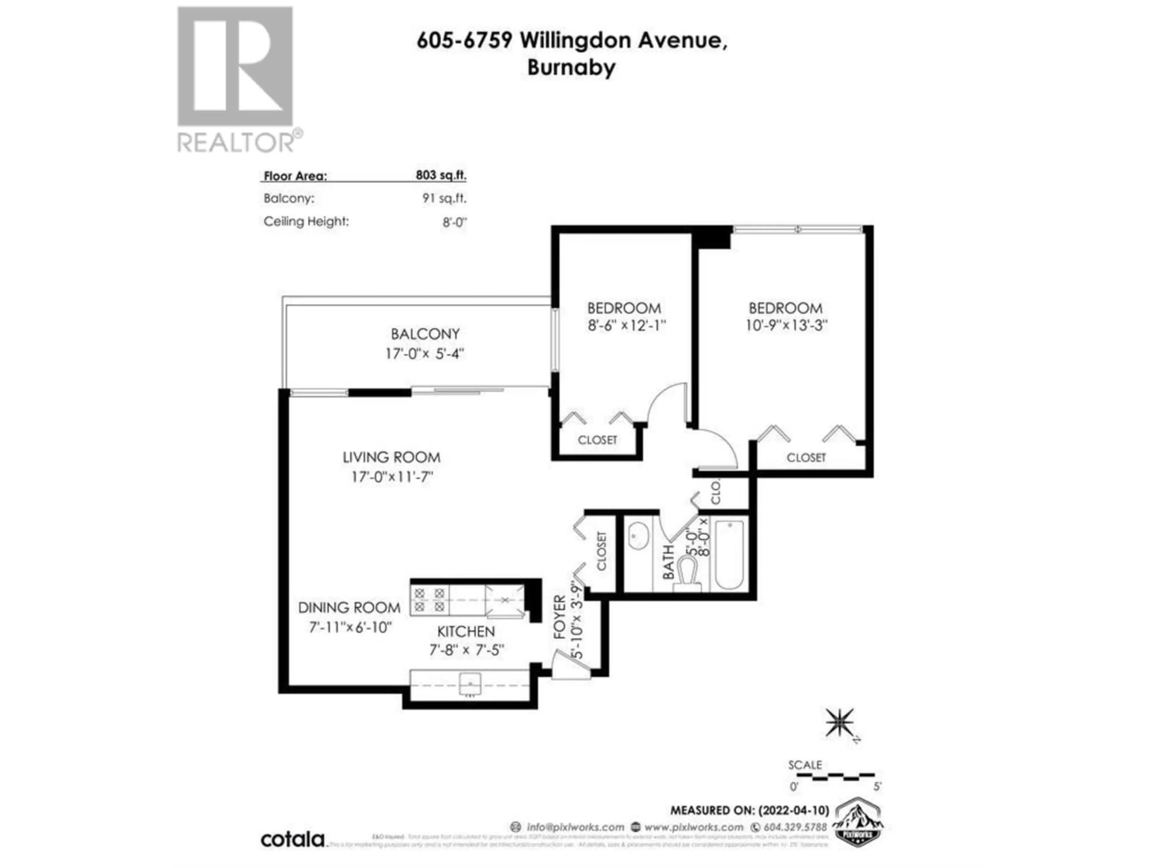 Floor plan for 605 - 6759 WILLINGDON AVENUE, Burnaby British Columbia V5H3Y9