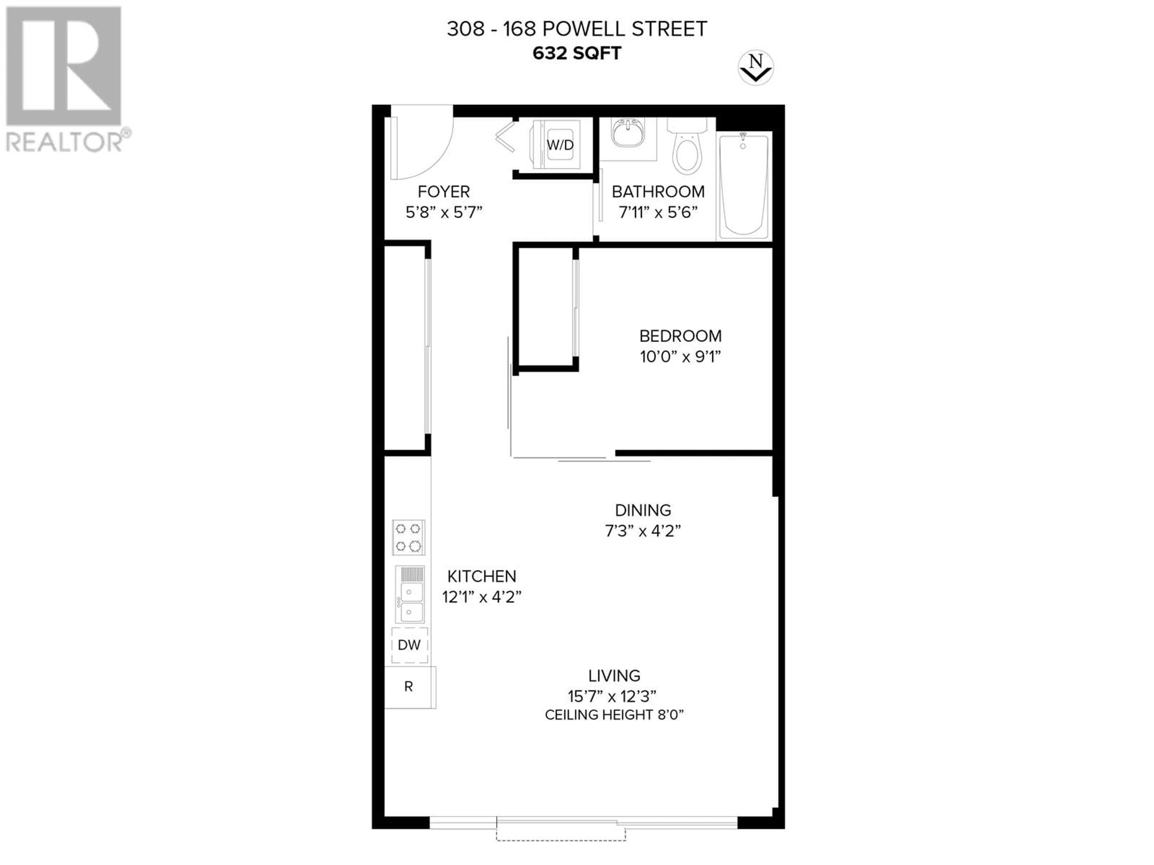 Floor plan for 308 168 POWELL STREET, Vancouver British Columbia V6A0B2